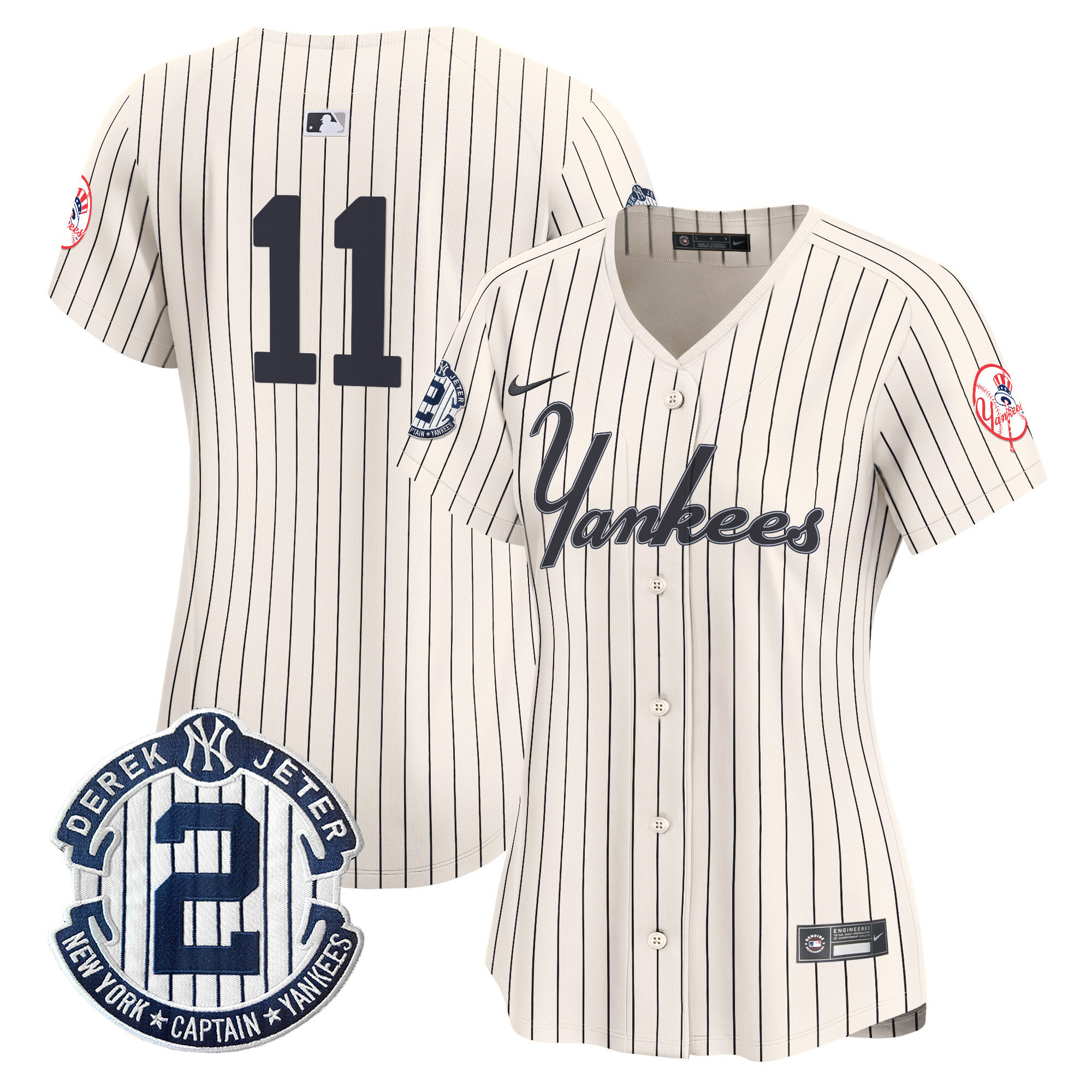Women's Anthony Volpe New York Yankees Throwback Vapor Premier Limited Pinstripe Cream Jersey V2 - All Stitched