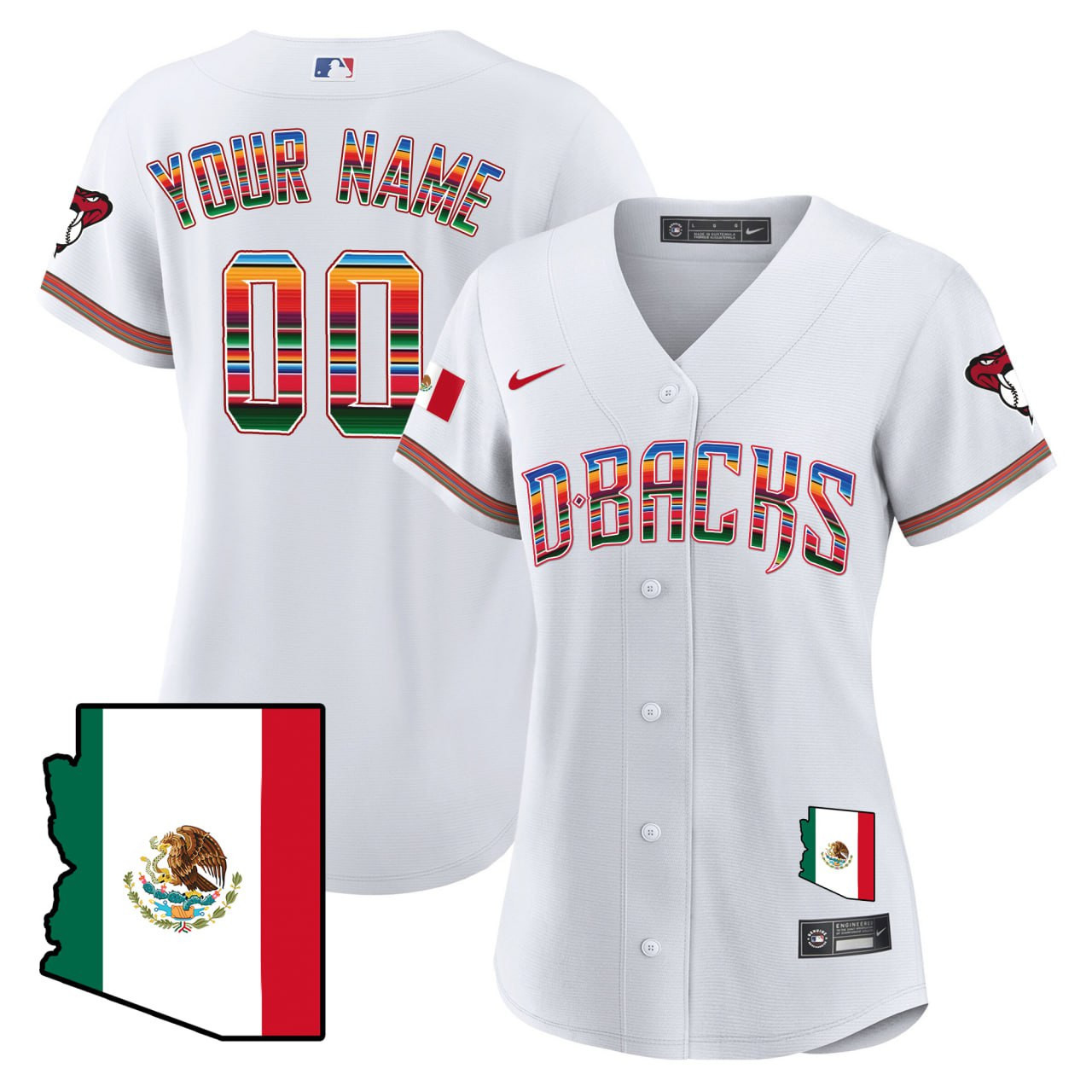 Women's Arizona Diamondbacks Hispanic Heritage Custom White Jersey - All Stitched