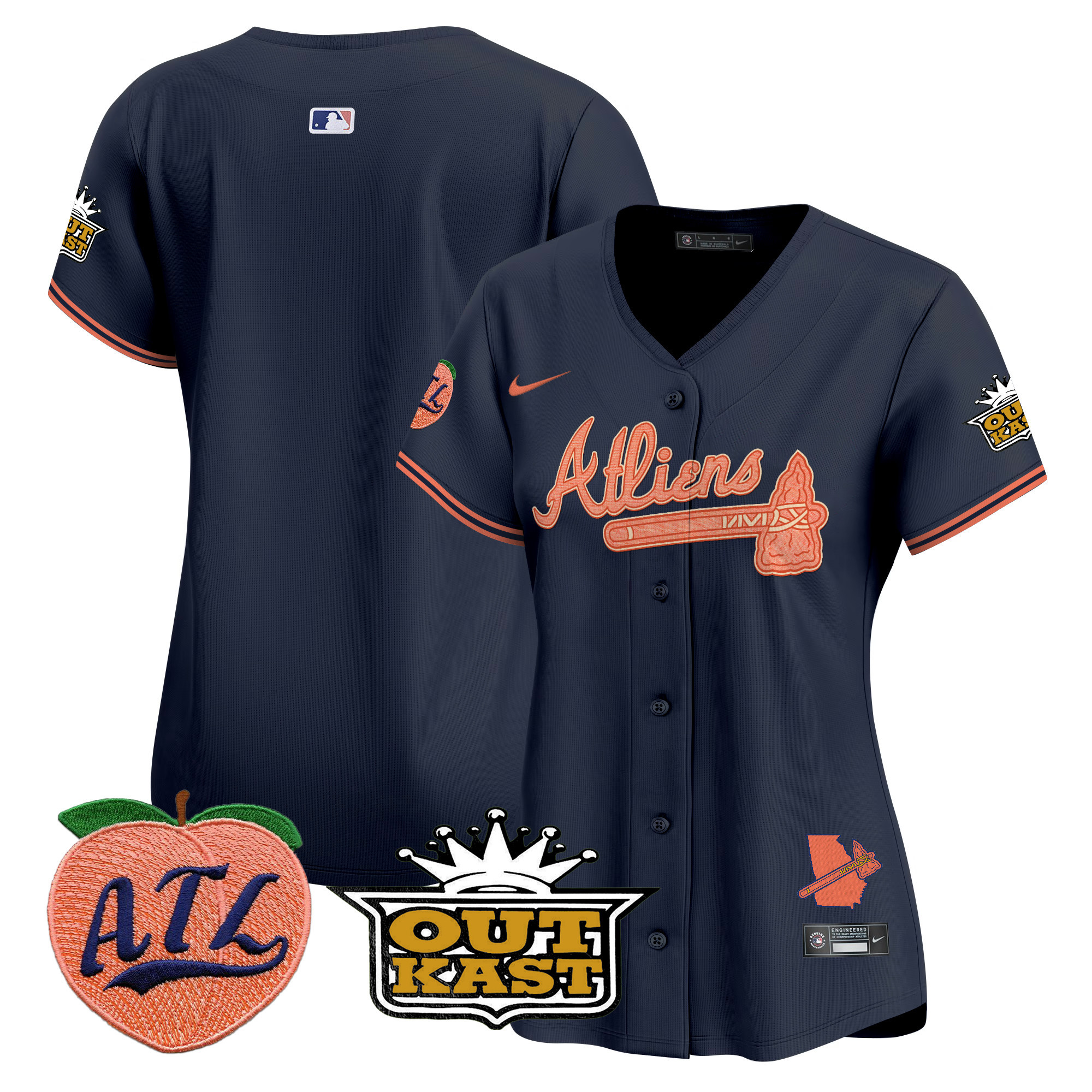 Women's Atlanta Braves Atliens & Peach Vapor Premier Limited Atliens Jersey - All Stitched