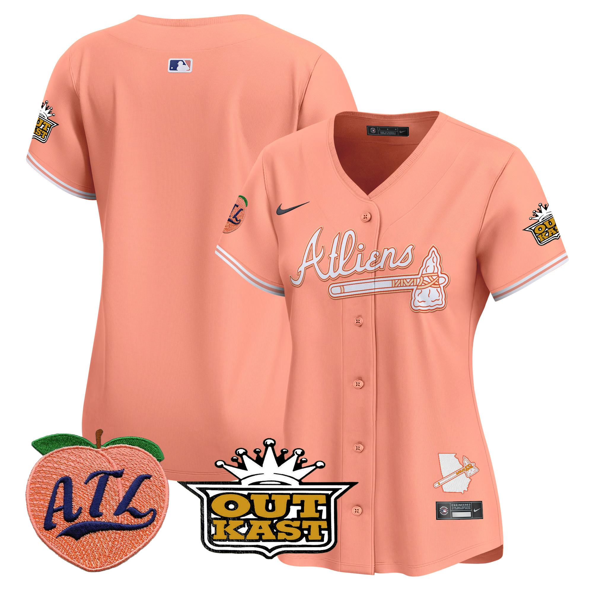 Women's Atlanta Braves Atliens & Peach Vapor Premier Limited Peach Jersey - All Stitched