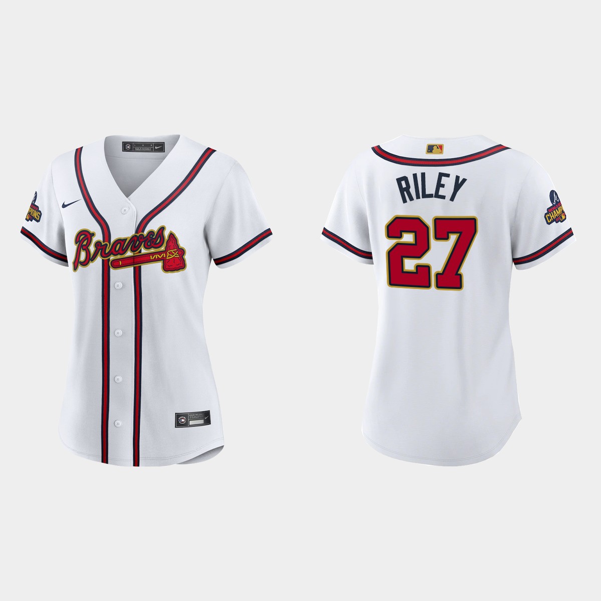 Women's Atlanta Braves Austin Riley 2022 Gold Program White Jersey