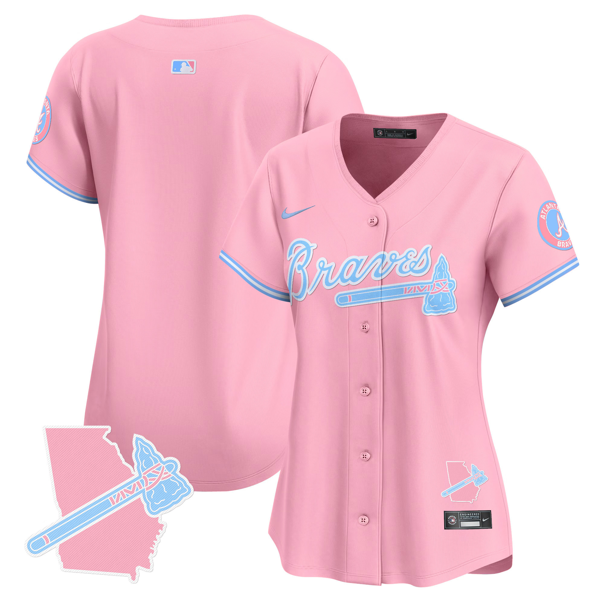 Women's Atlanta Braves Bubblegum Pink Vapor Premier Limited Pink Jersey - All Stitched