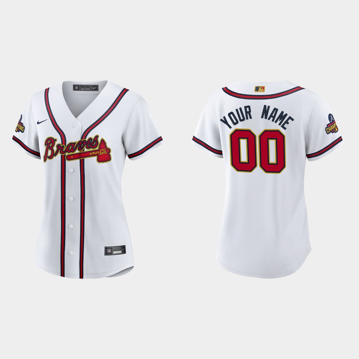Women's Atlanta Braves Custom 2022 Gold Program White Jersey