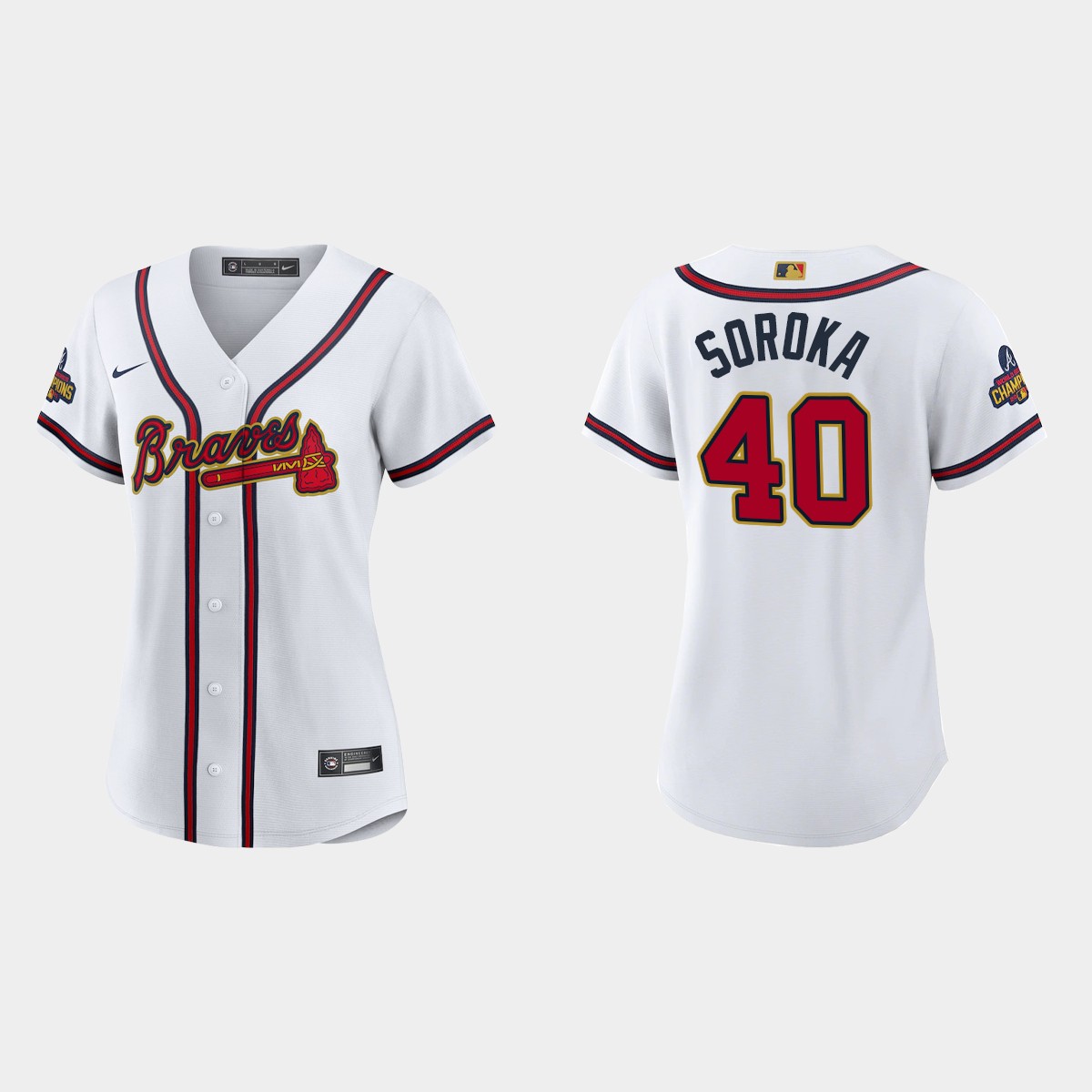 Women's Atlanta Braves Mike Soroka 2022 Gold Program White Jersey