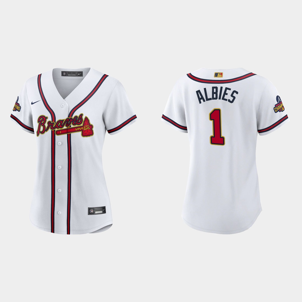 Women's Atlanta Braves Ozzie Albies 2022 Gold Program White Jersey