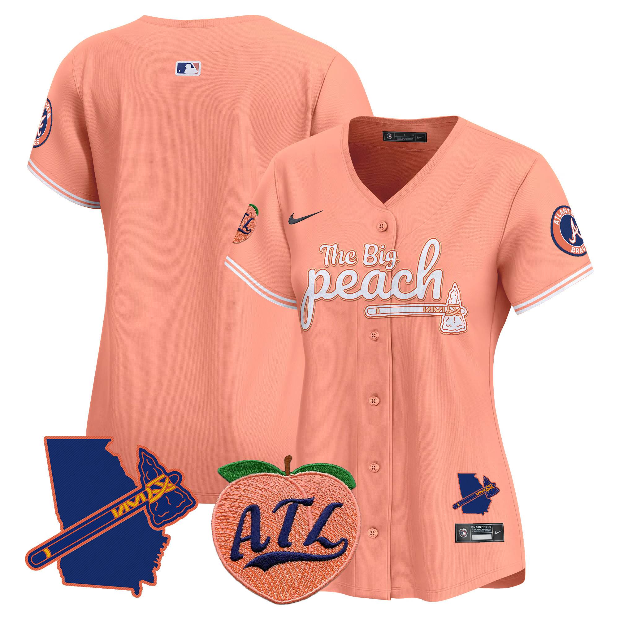 Women's Atlanta Braves The Big Peach Vapor Premier Limited Peach Jersey V2 - All Stitched