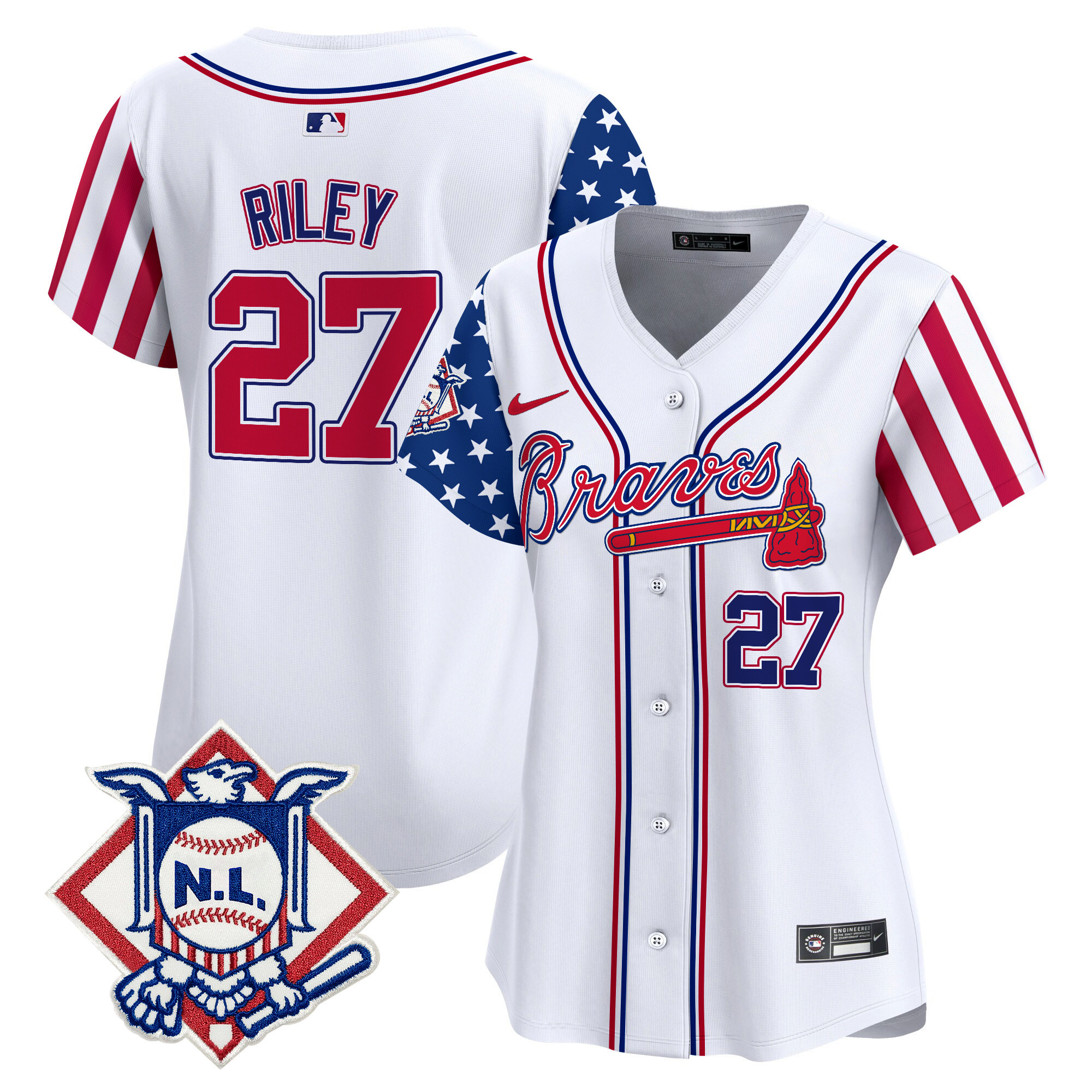 Women's Austin Riley Atlanta Braves 2024 Fourth of July Vapor Premier Limited White Jersey V2 - All Stitched