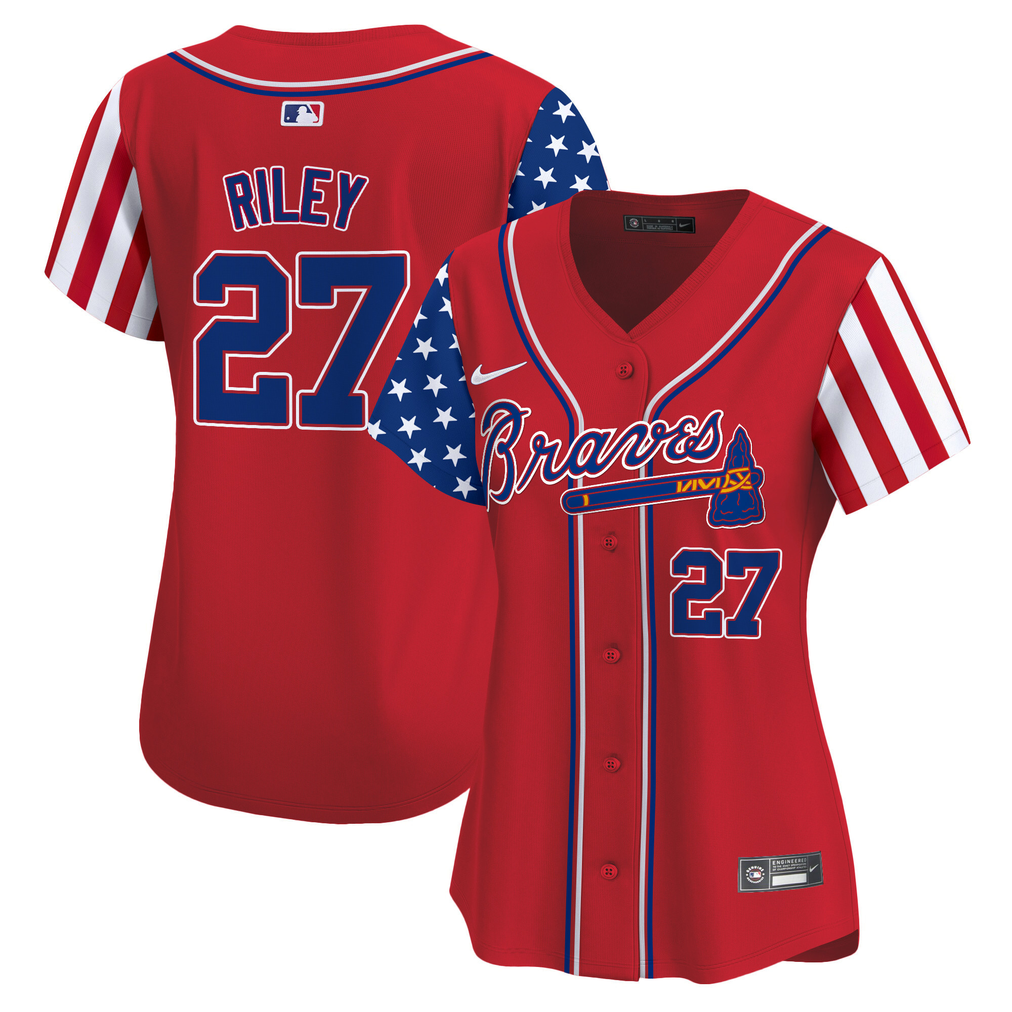 Women's Austin Riley Atlanta Braves 2024 Independence Day Vapor Premier Limited Red Jersey - All Stitched