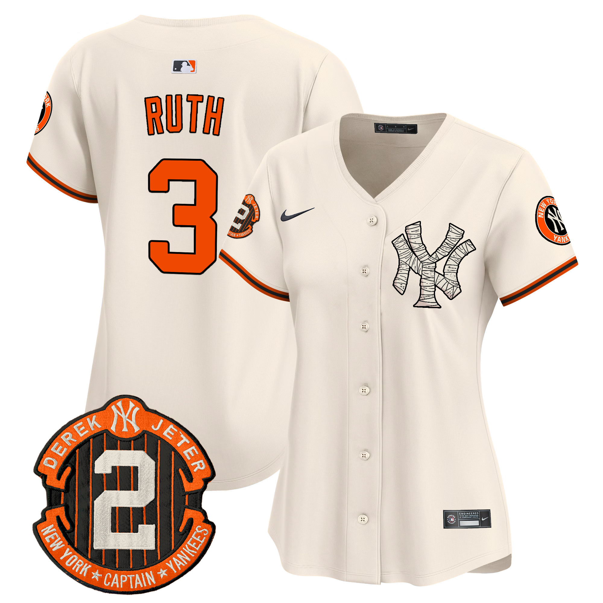 Women's Babe Ruth New York Yankees Halloween Vapor Premier Limited Cream Jersey - All Stitched