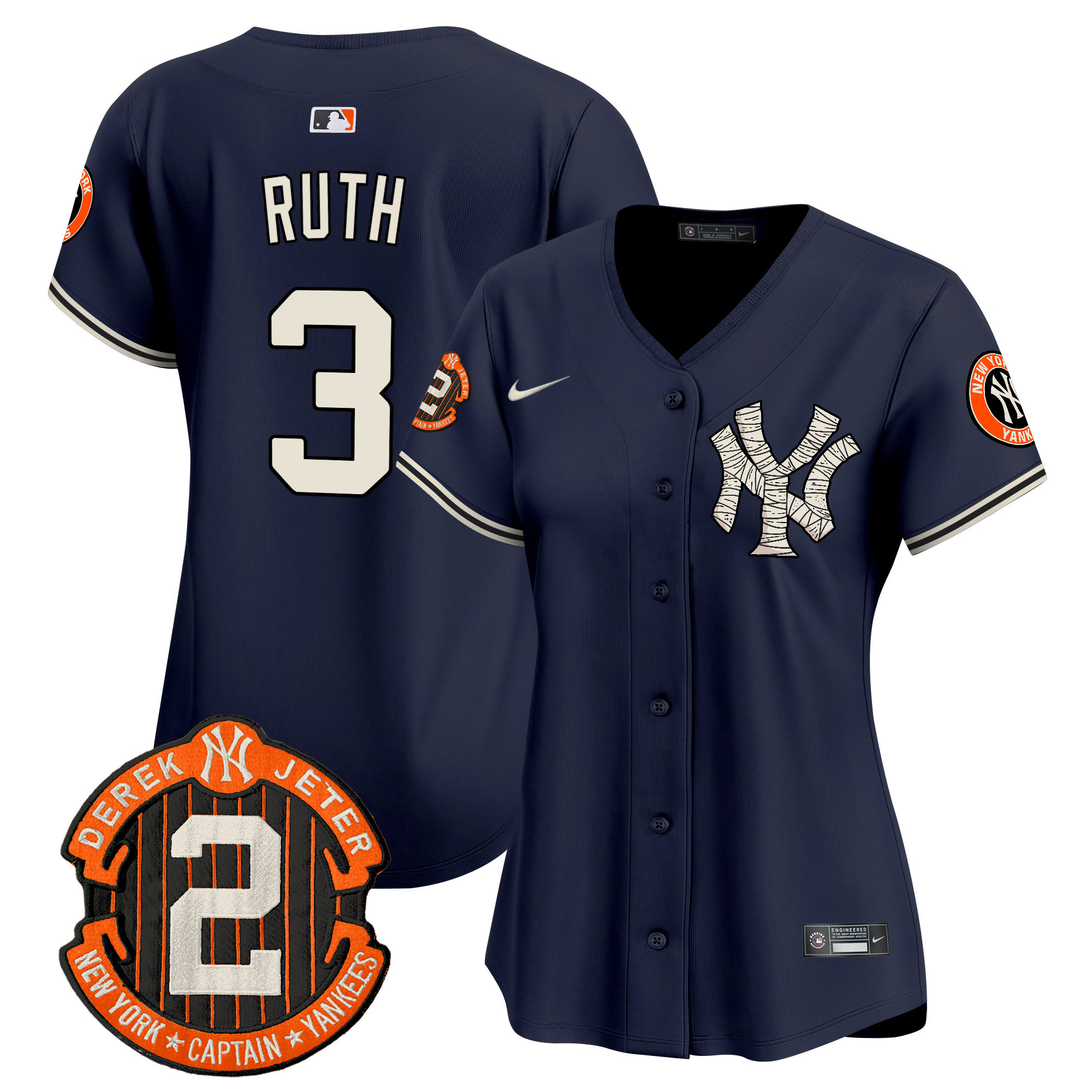 Women's Babe Ruth New York Yankees Halloween Vapor Premier Limited Navy Jersey - All Stitched