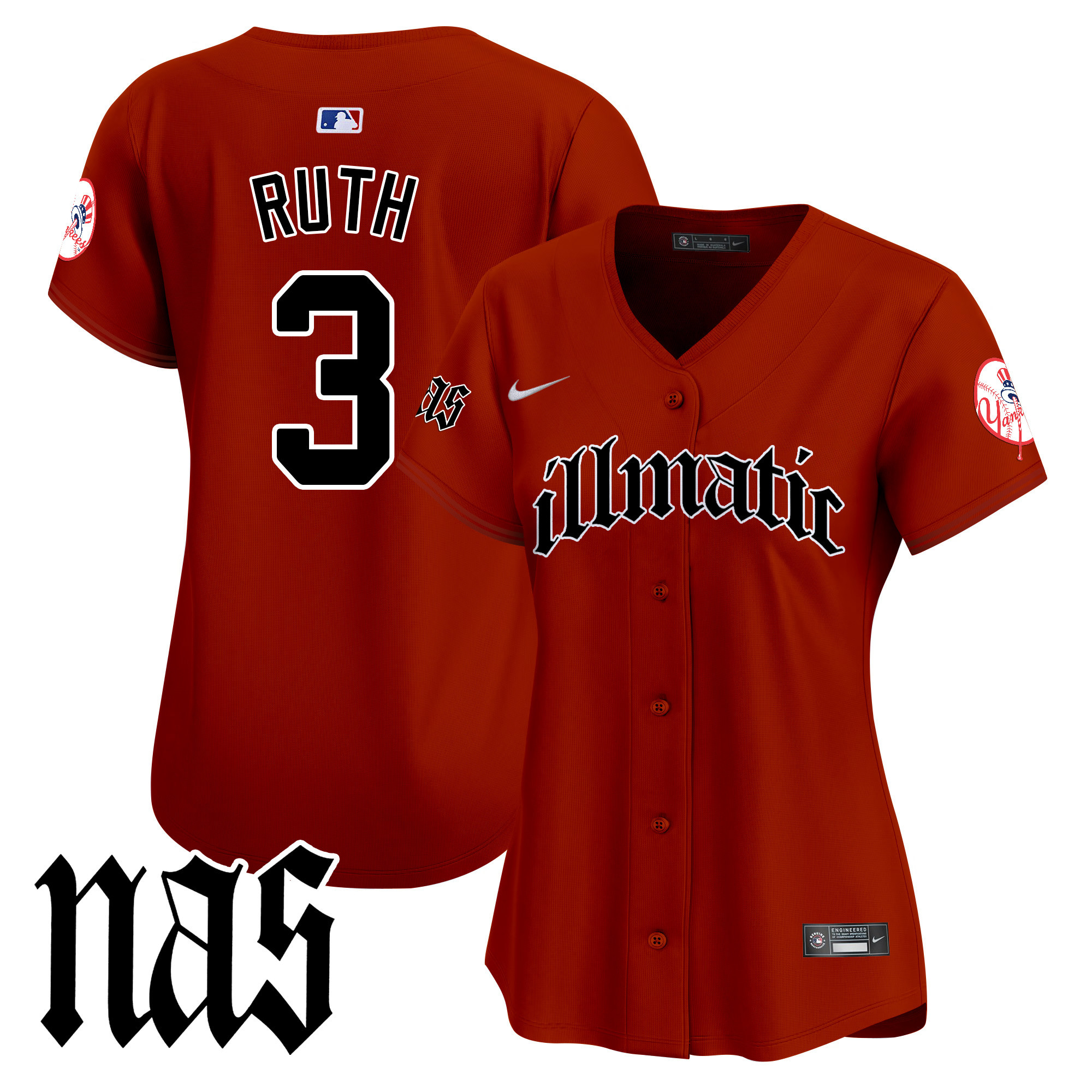 Women's Babe Ruth New York Yankees Nas Illmatic Vapor Premier Limited Illmatic Jersey - All Stitched
