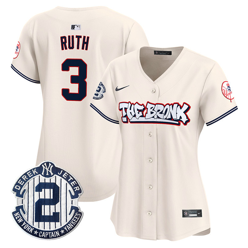 Women's Babe Ruth New York Yankees The Bronx Graffiti Vapor Premier Limited Cream Jersey V2 - All Stitched