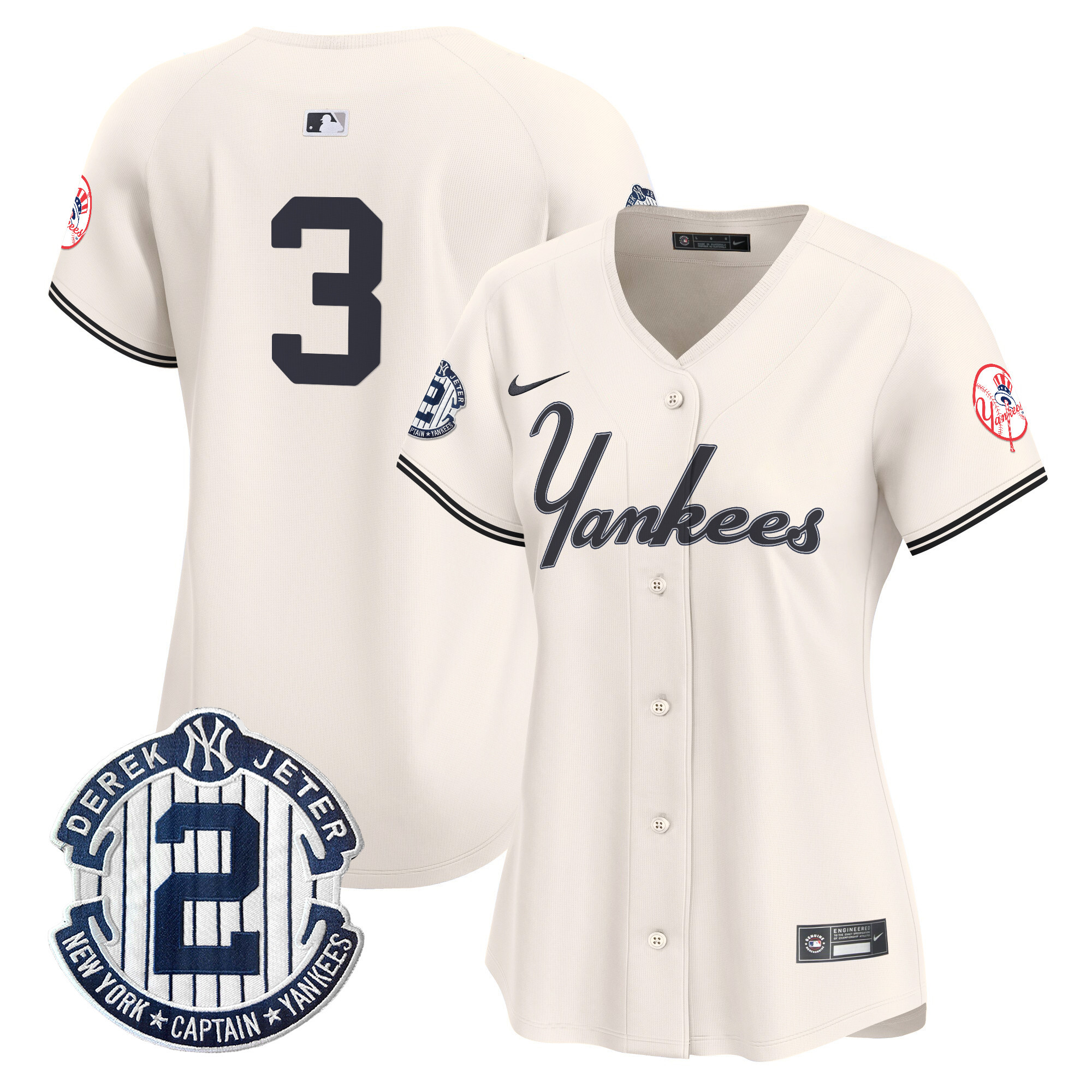 Women's Babe Ruth New York Yankees Throwback Vapor Premier Limited Cream Jersey V2 - All Stitched