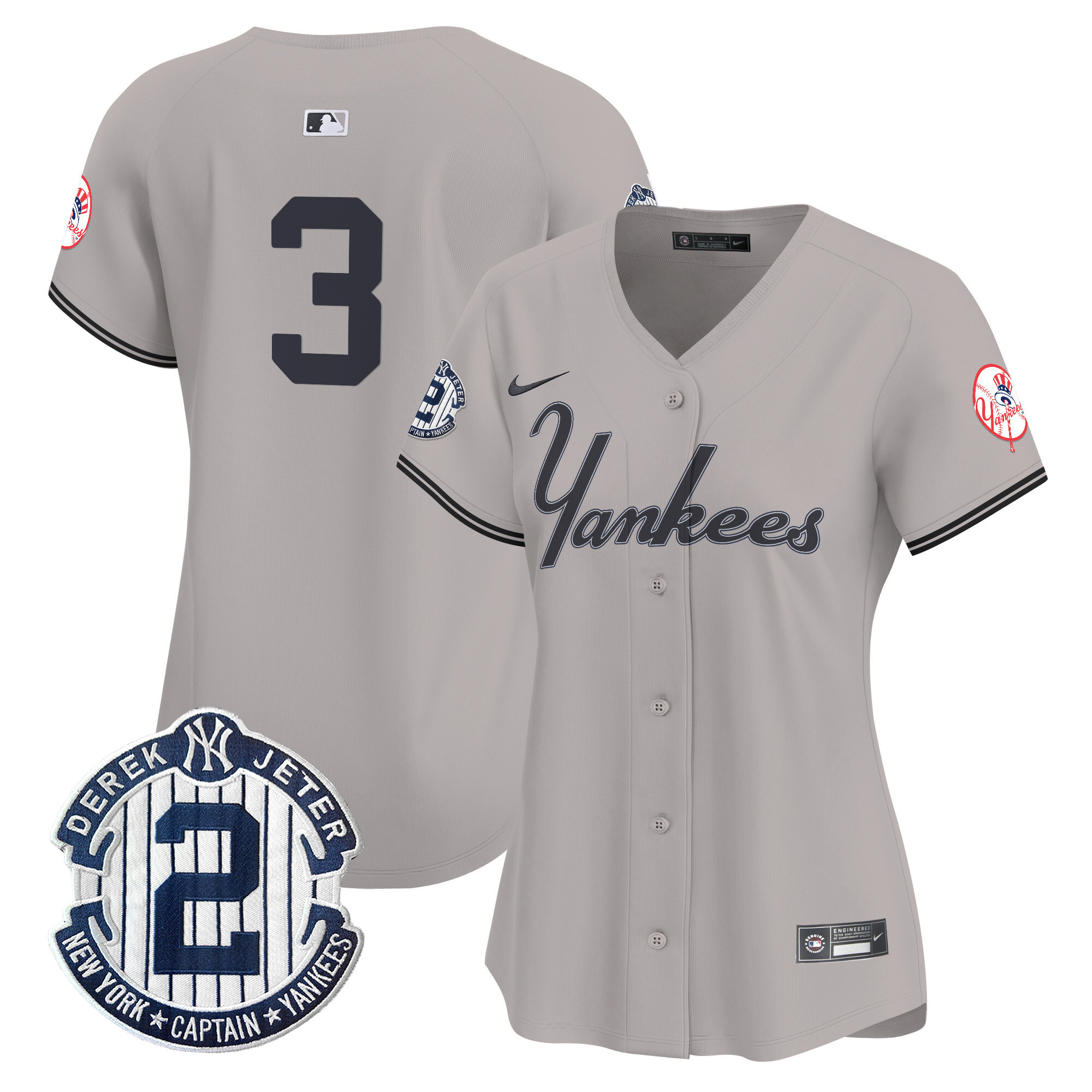 Women's Babe Ruth New York Yankees Throwback Vapor Premier Limited Gray Jersey V2 - All Stitched