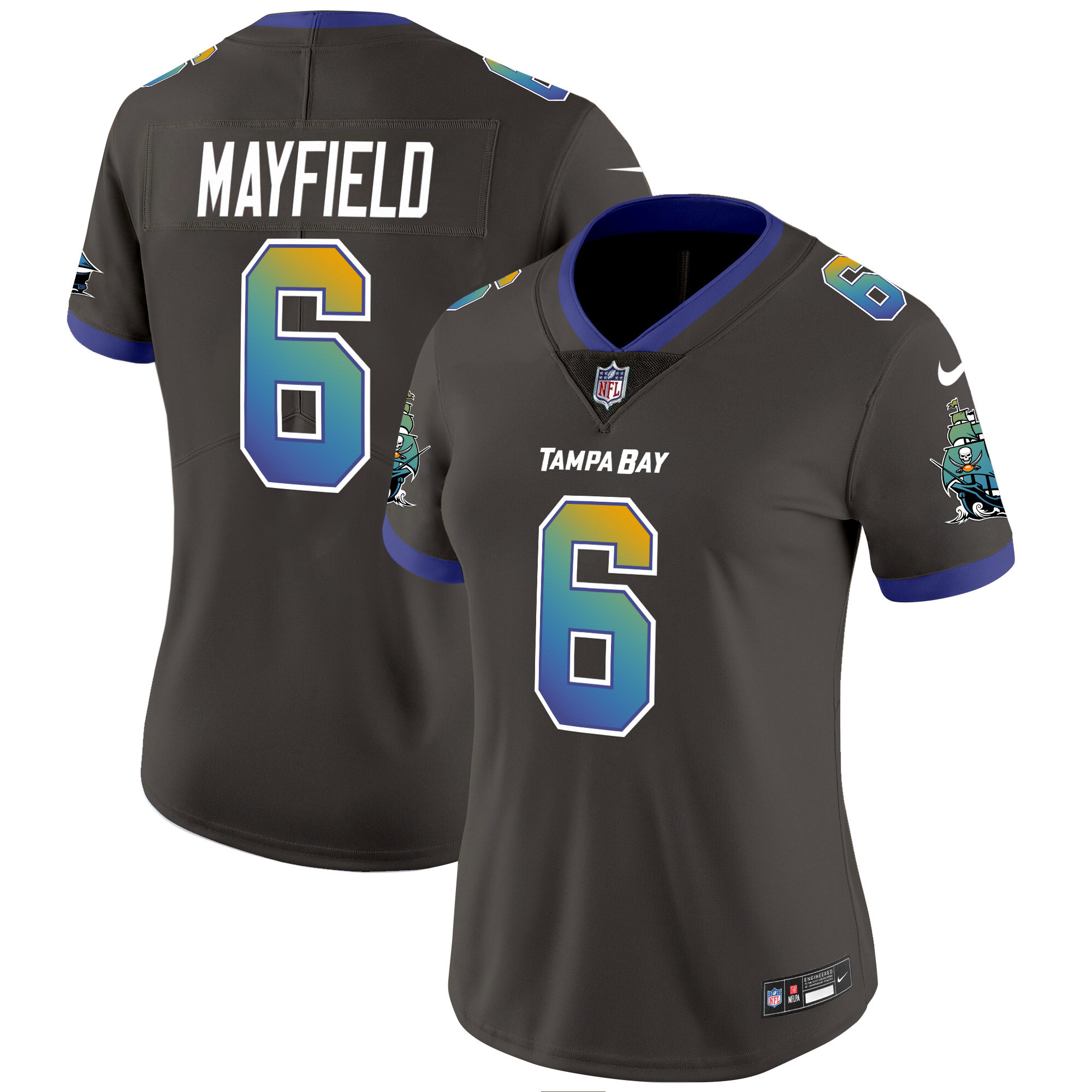 Women's Baker Mayfield Tampa Bay Buccaneers "Tampa City" Vapor Limited Pewter Jersey - All Stitched