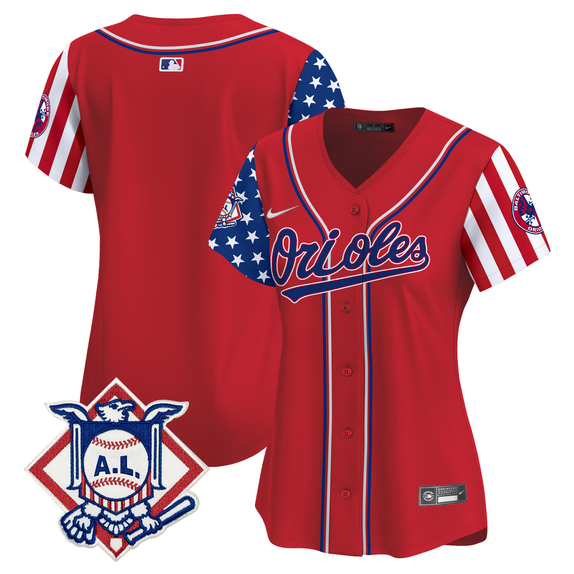 Women's Baltimore Orioles 2024 Fourth of July Vapor Premier Limited Red Jersey - All Stitched