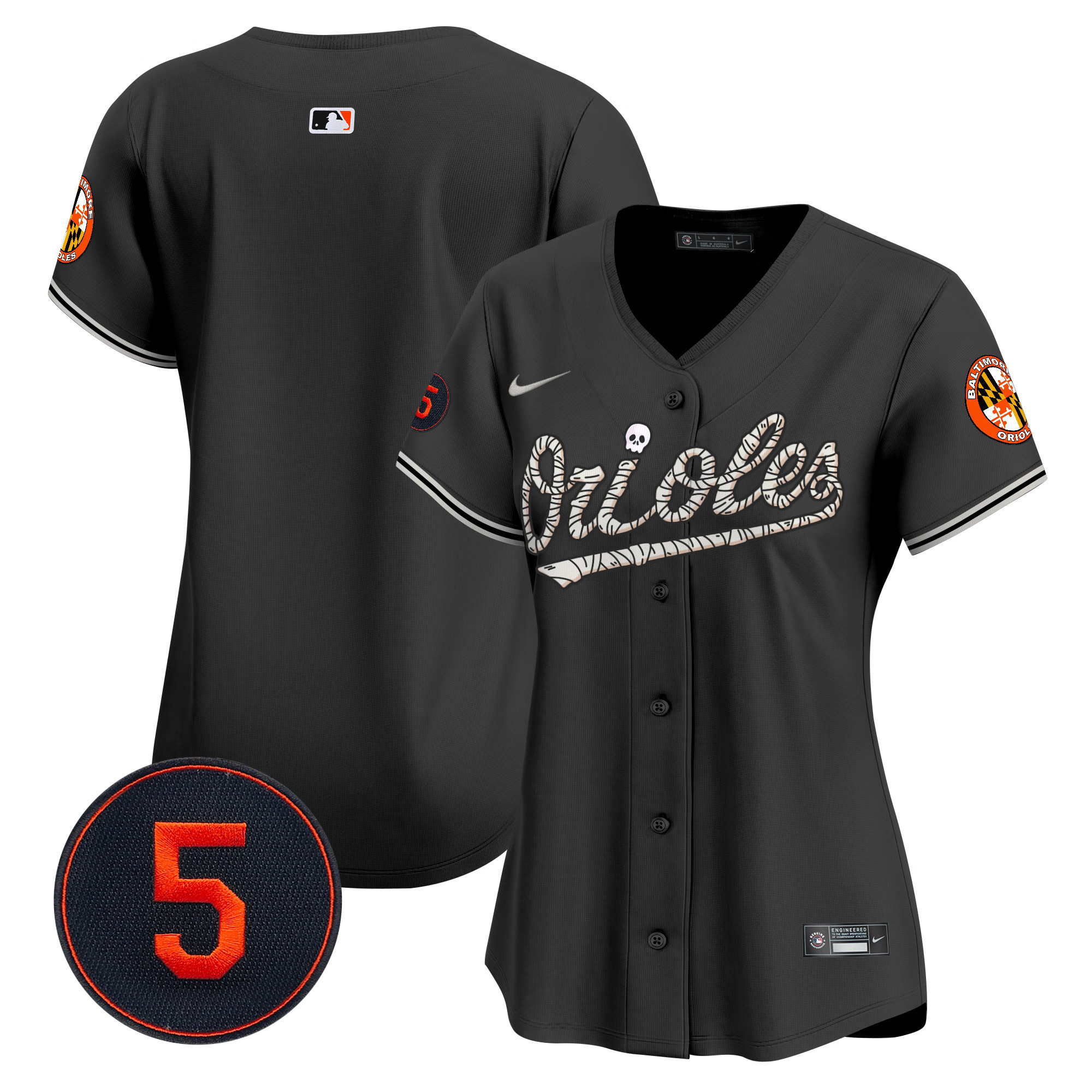 Women's Baltimore Orioles Halloween Vapor Premier Limited Black Jersey - All Stitched