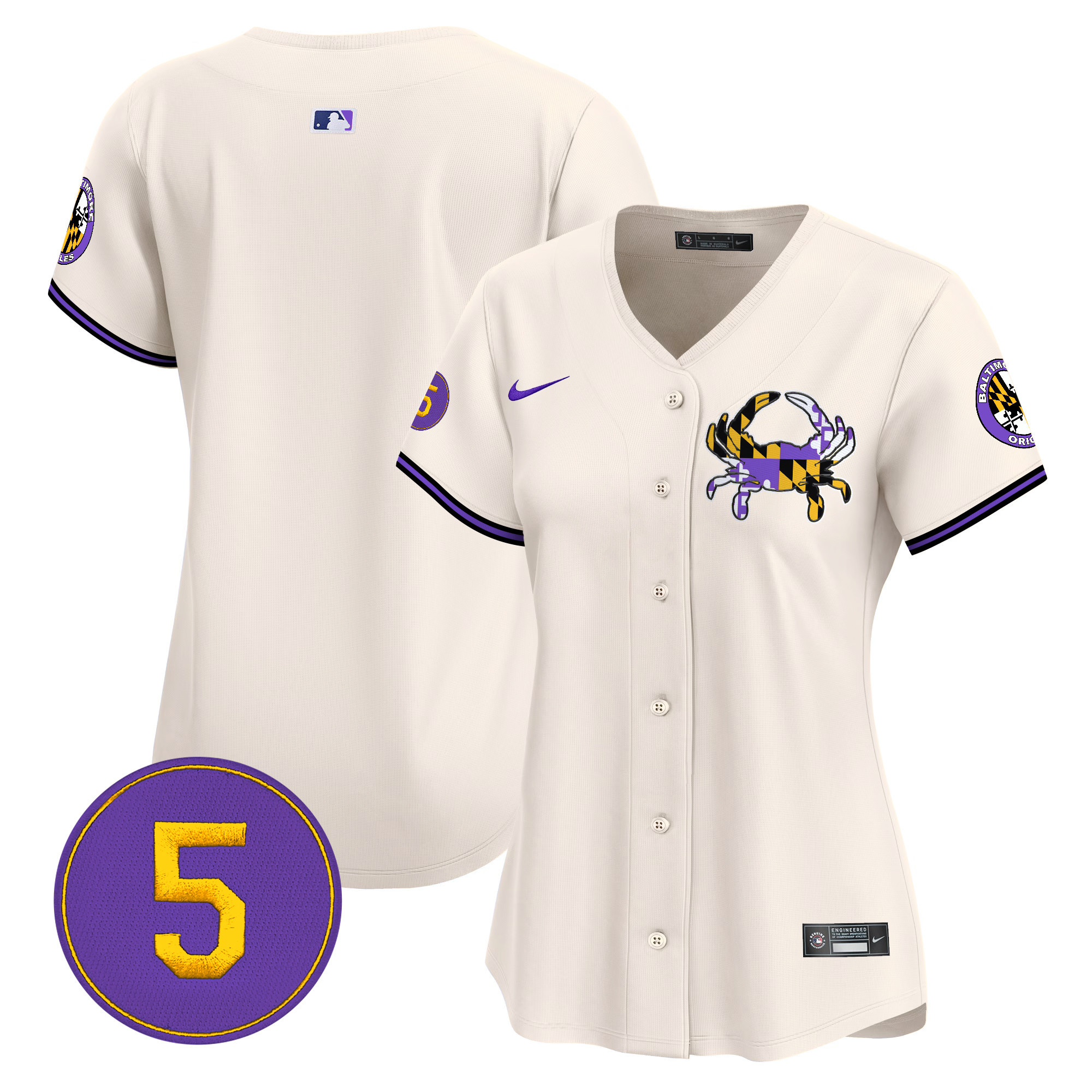 Women's Baltimore Orioles Purple Vapor Premier Limited Cream Jersey - All Stitched
