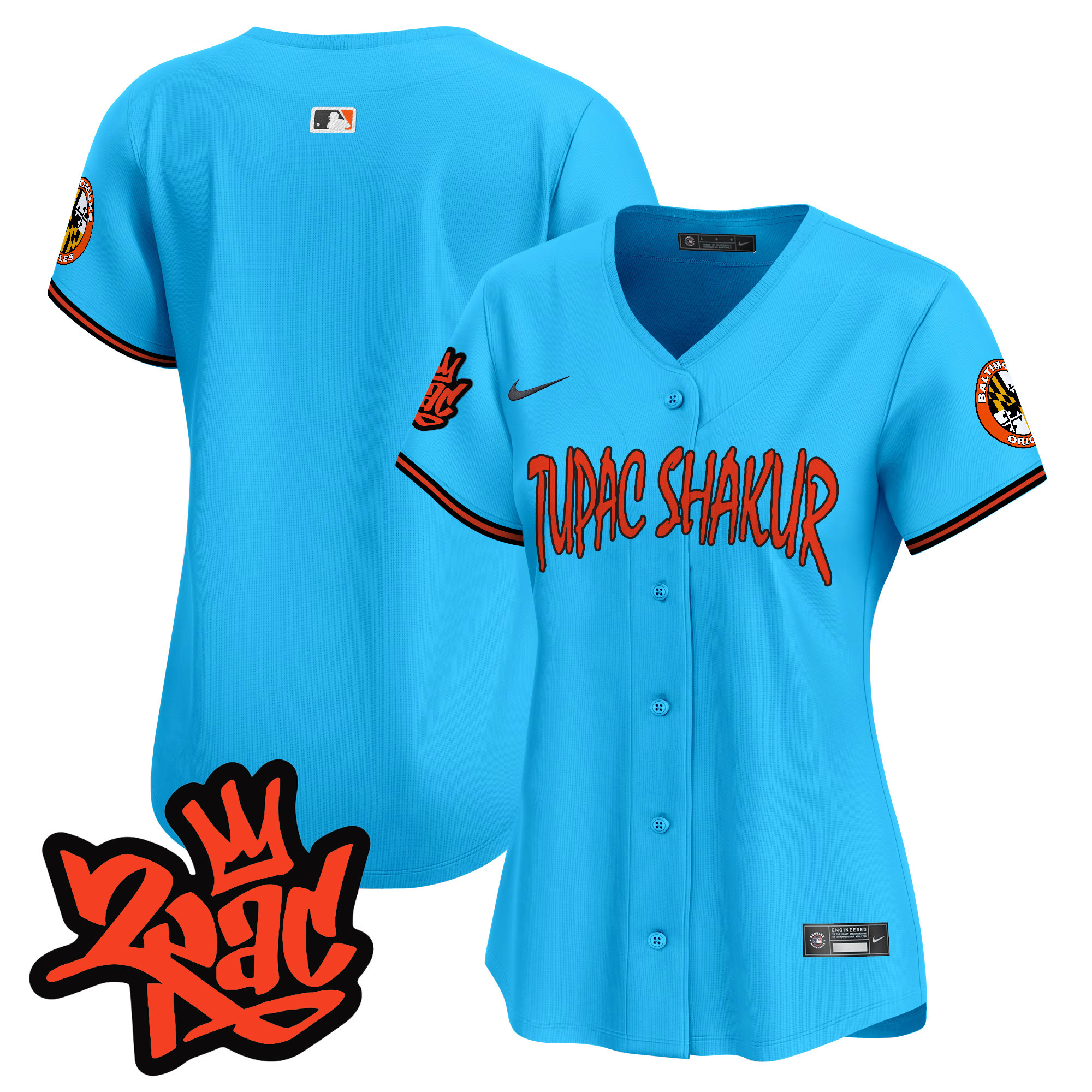 Women's Baltimore Orioles Tupac Shakur Vapor Premier Limited Light Blue Jersey - All Stitched