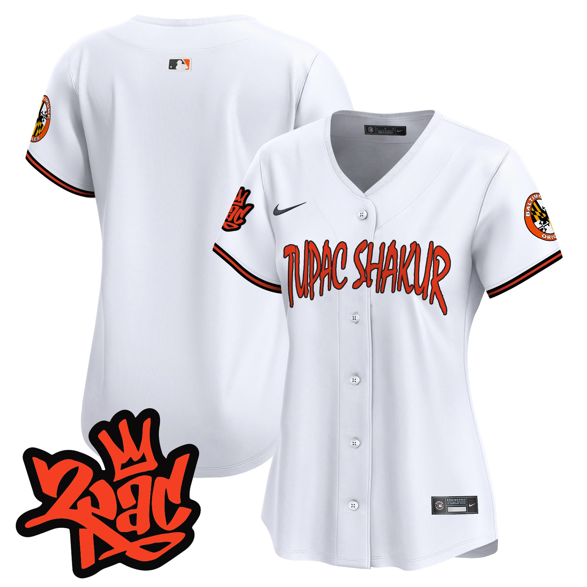 Women's Baltimore Orioles Tupac Shakur Vapor Premier Limited White Jersey - All Stitched