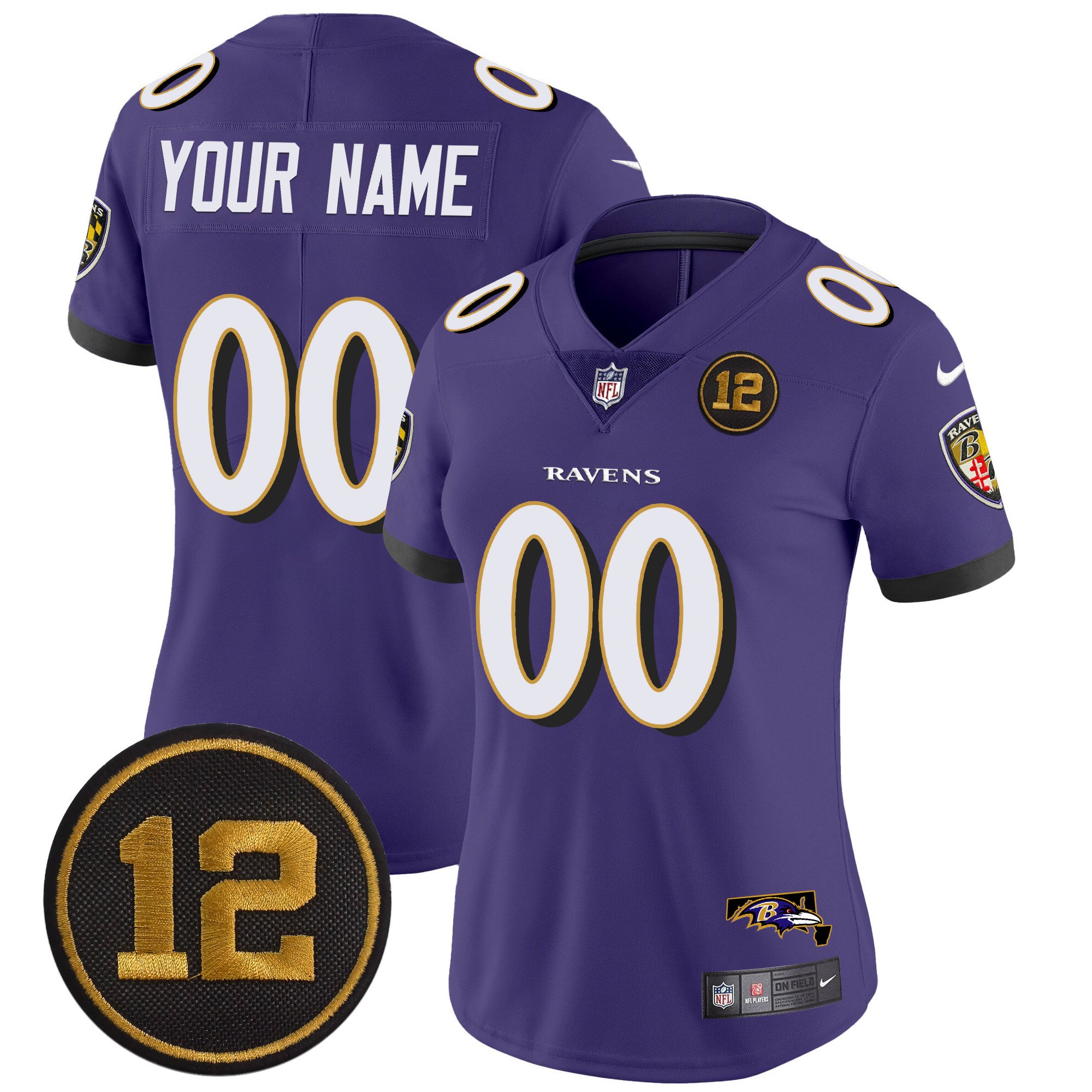 Women's Baltimore Ravens Jacoby Jones Patch Vapor Limited Custom Purple Jersey - All Stitched