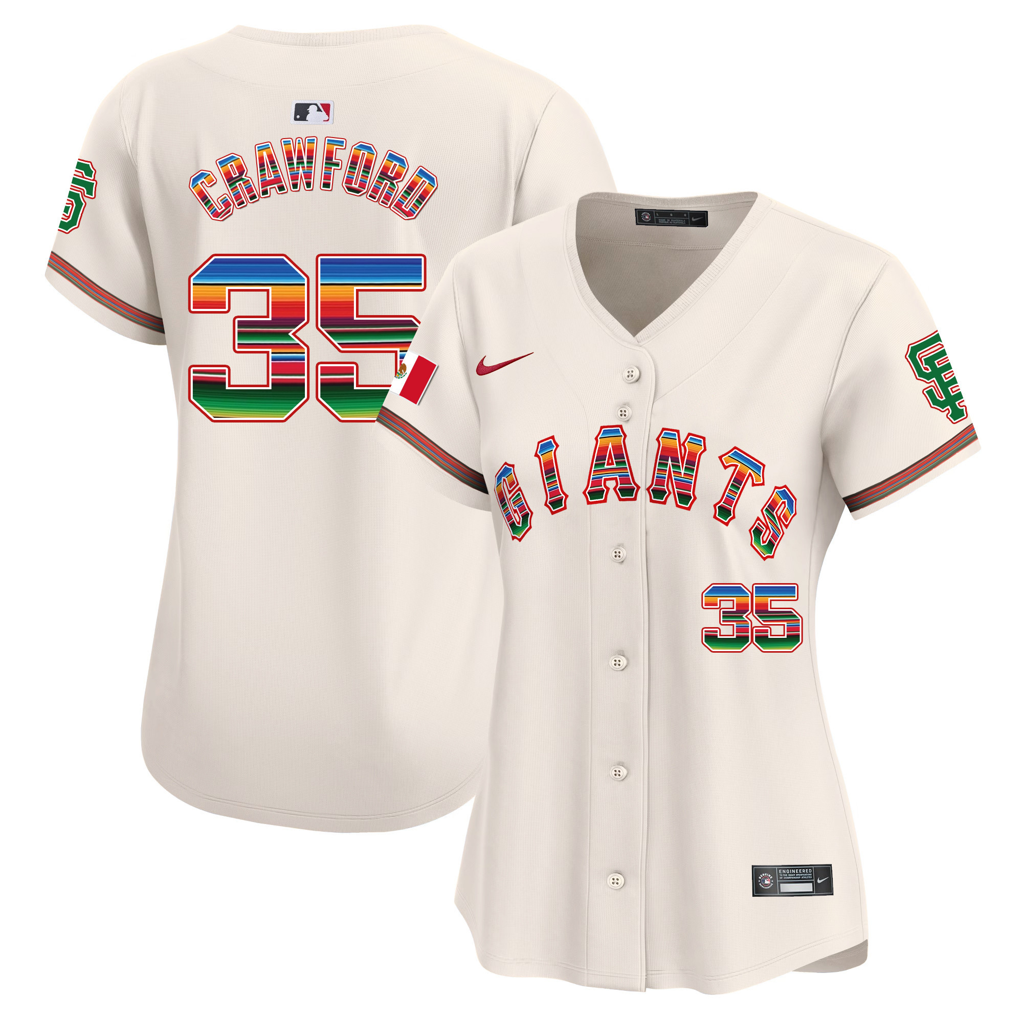 Women's Brandon Crawford San Francisco Giants Mexico Vapor Premier Limited Cream Jersey - All Stitched