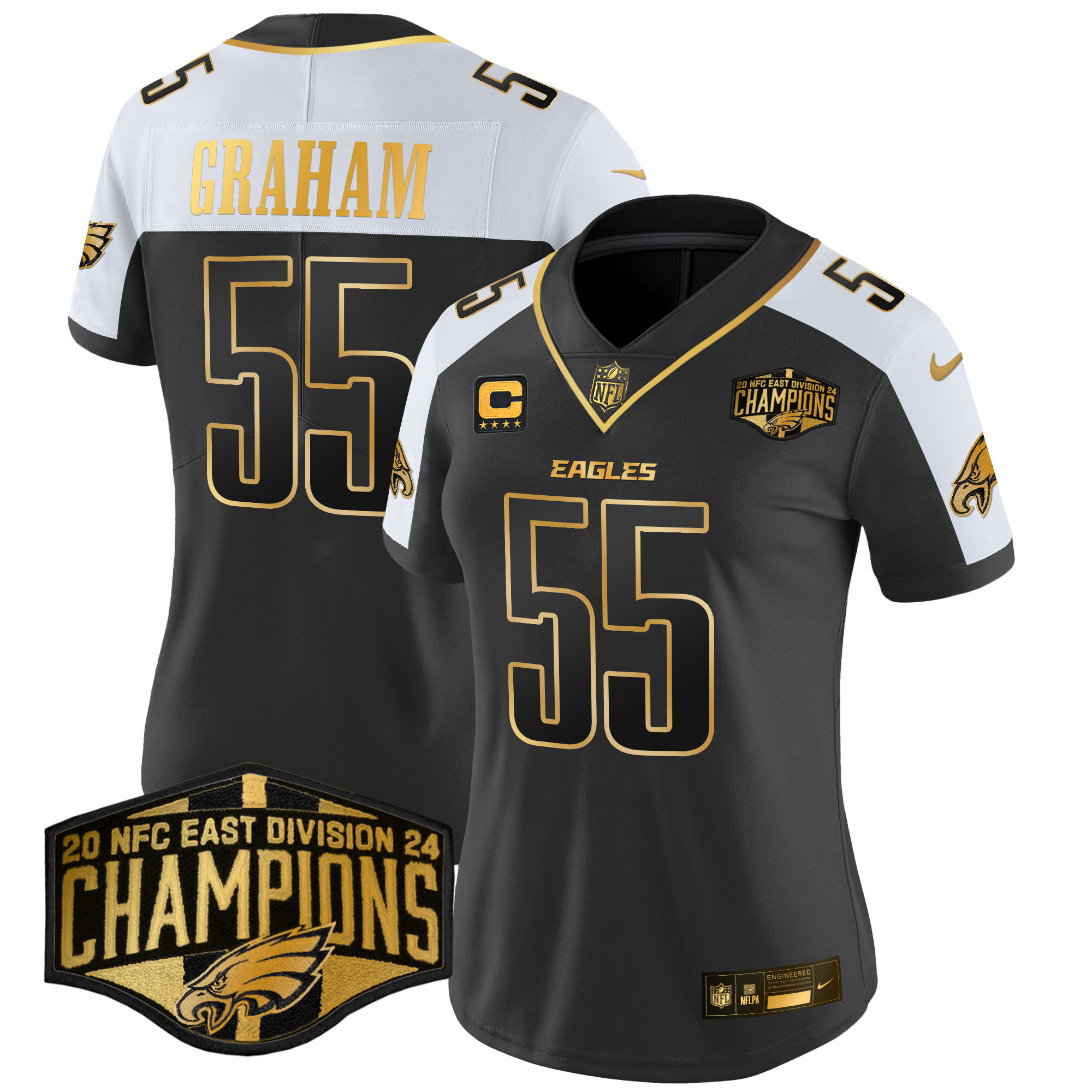 Women's Brandon Graham Philadelphia Eagles 2024 NFC East Division Champions Gold Vapor Limited Alternate Jersey - All Stitched