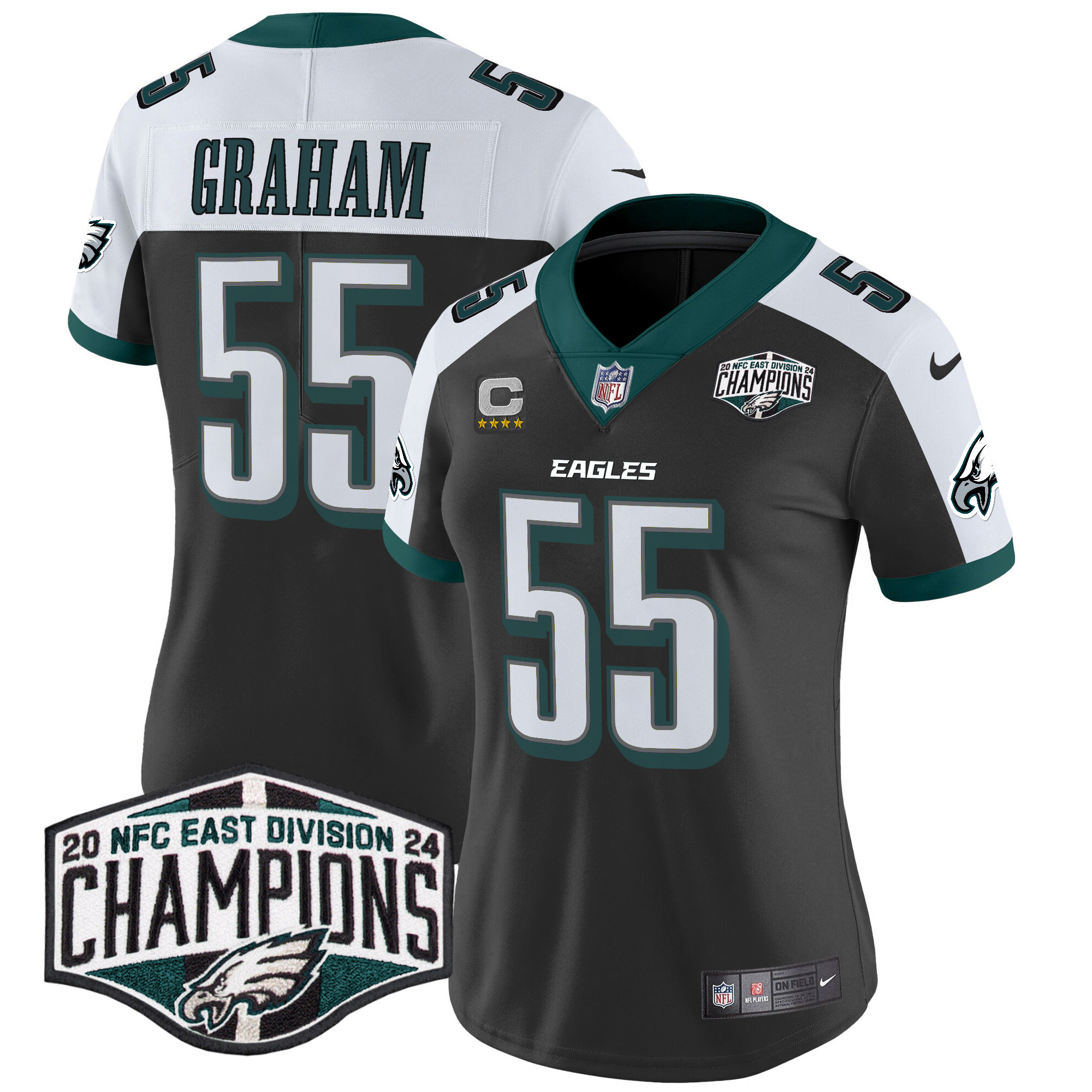 Women's Brandon Graham Philadelphia Eagles 2024 NFC East Division Champions Vapor Limited Black Alternate Jersey - All Stitched