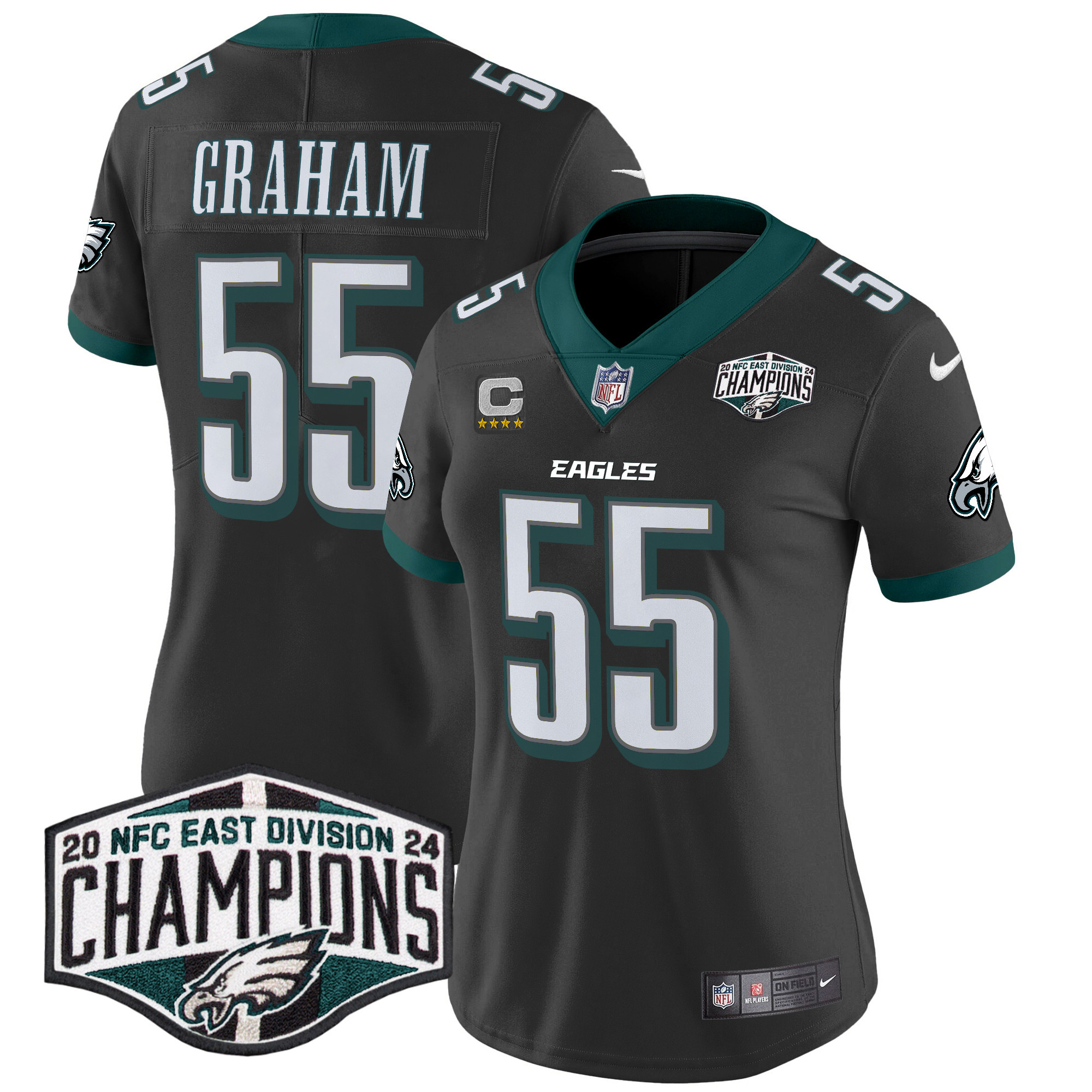 Women's Brandon Graham Philadelphia Eagles 2024 NFC East Division Champions Vapor Limited Black Jersey - All Stitched