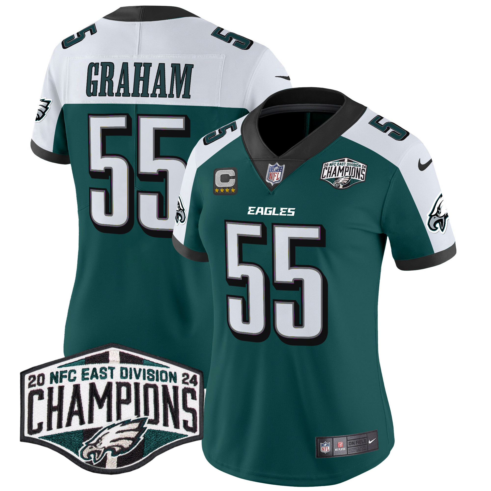 Women's Brandon Graham Philadelphia Eagles 2024 NFC East Division Champions Vapor Limited Green Alternate Jersey - All Stitched
