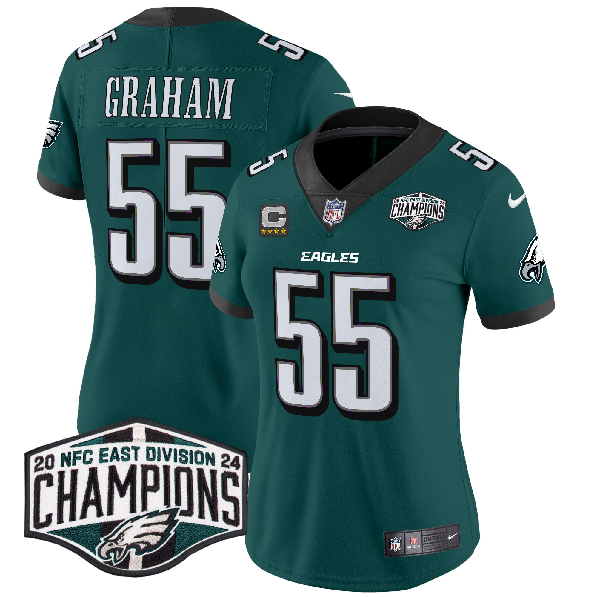 Women's Brandon Graham Philadelphia Eagles 2024 NFC East Division Champions Vapor Limited Midnight Green Jersey - All Stitched