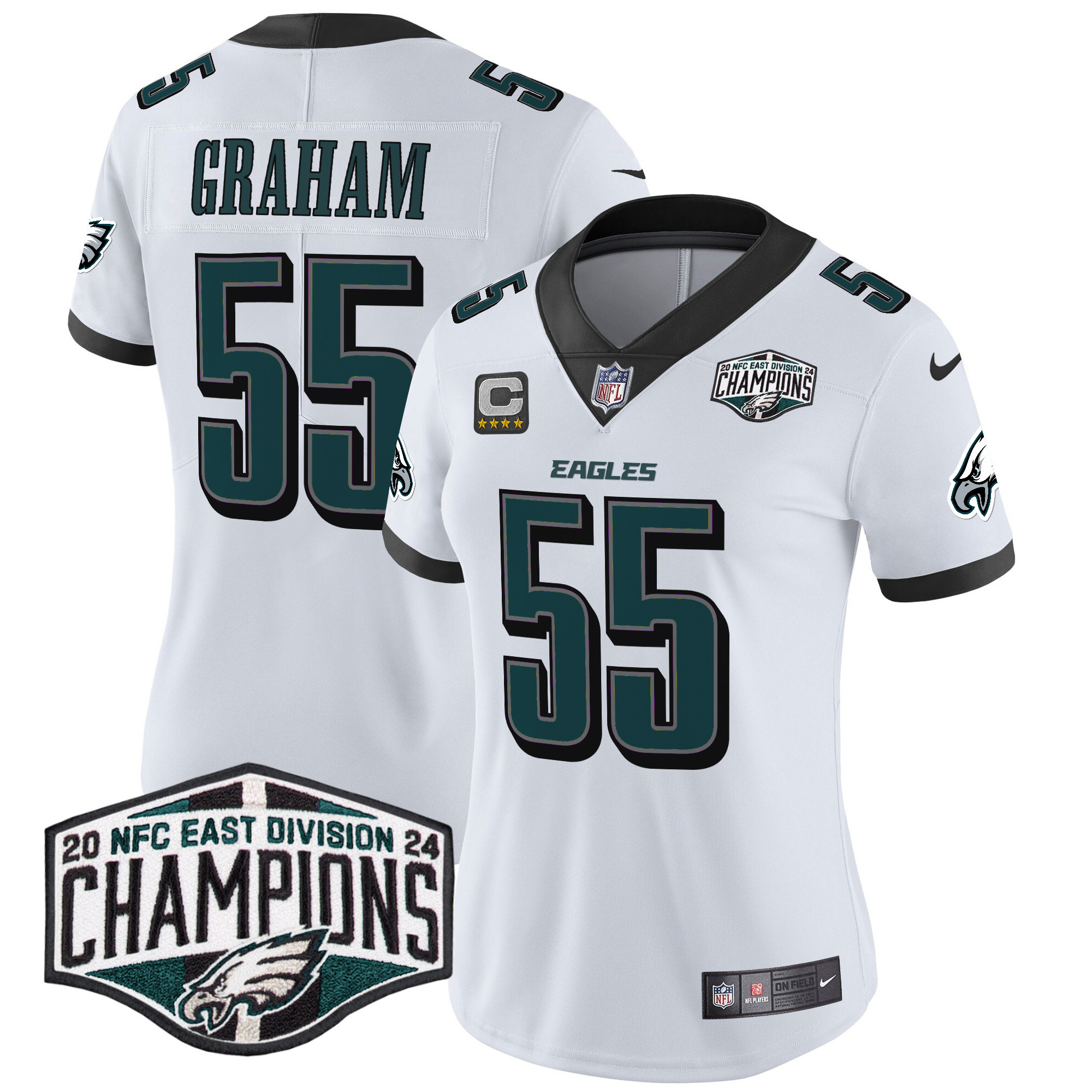 Women's Brandon Graham Philadelphia Eagles 2024 NFC East Division Champions Vapor Limited White Jersey - All Stitched