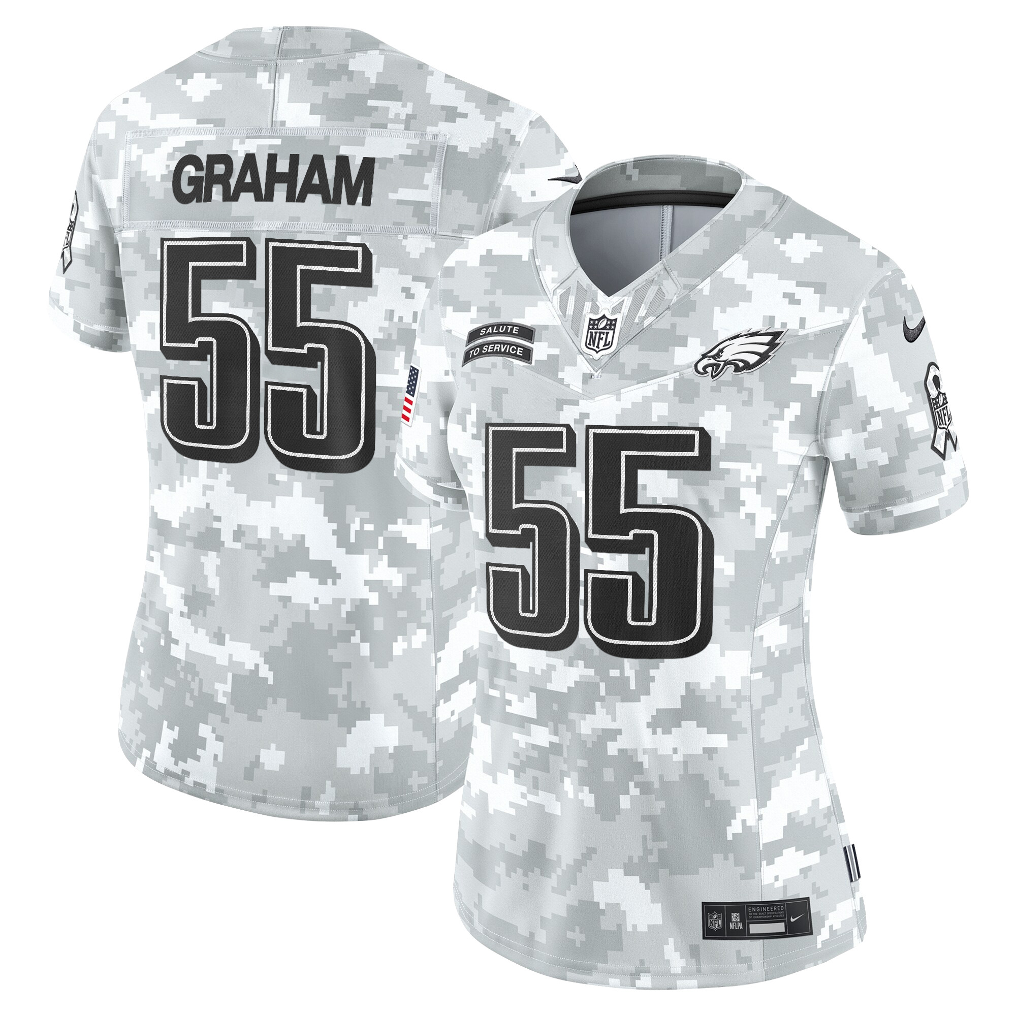 Women's Brandon Graham Philadelphia Eagles 2024 Salute to Service Vapor Limited Arctic Camo Jersey - All Stitched