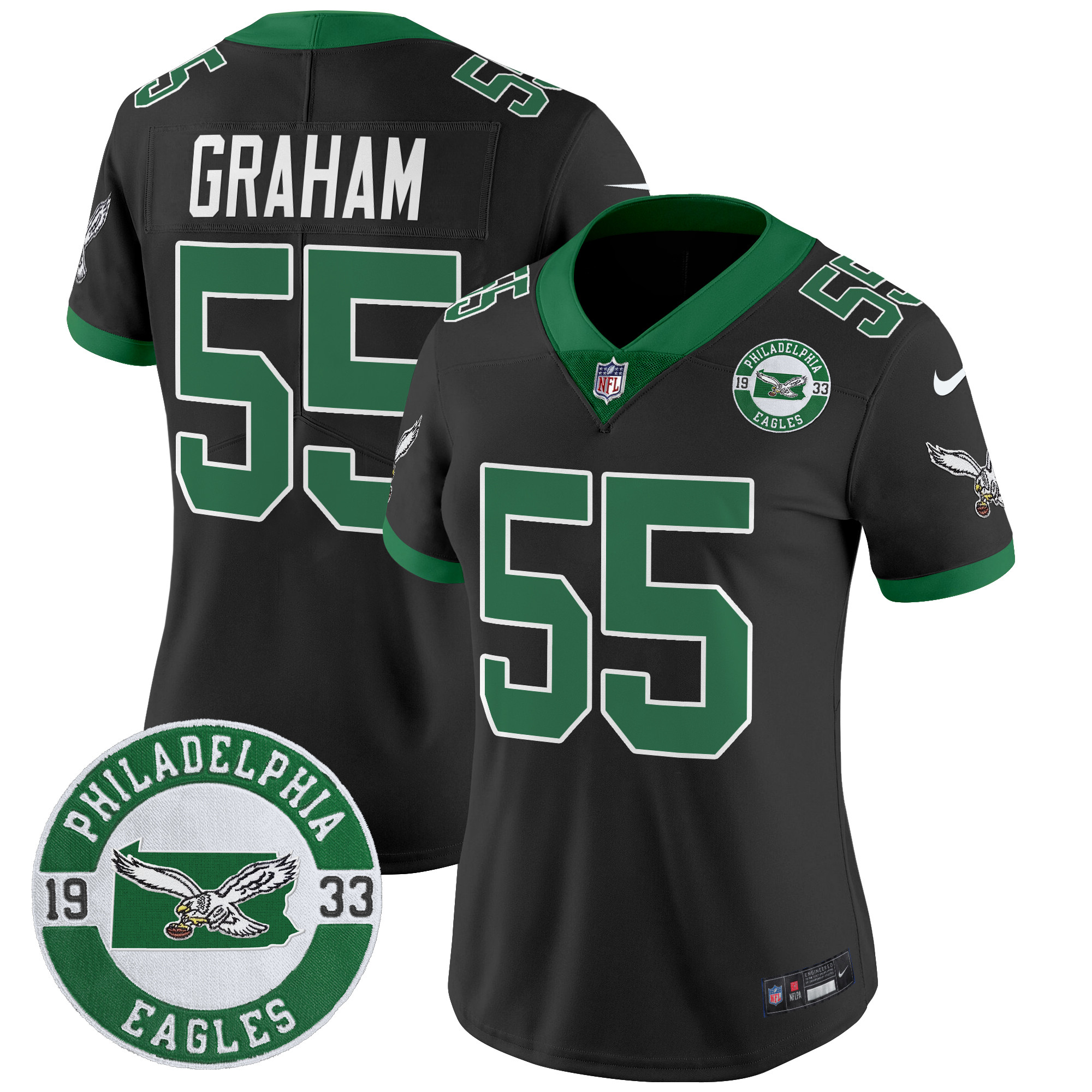 Women's Brandon Graham Philadelphia Eagles 2024 Throwback Vapor Limited Black Jersey - All Stitched