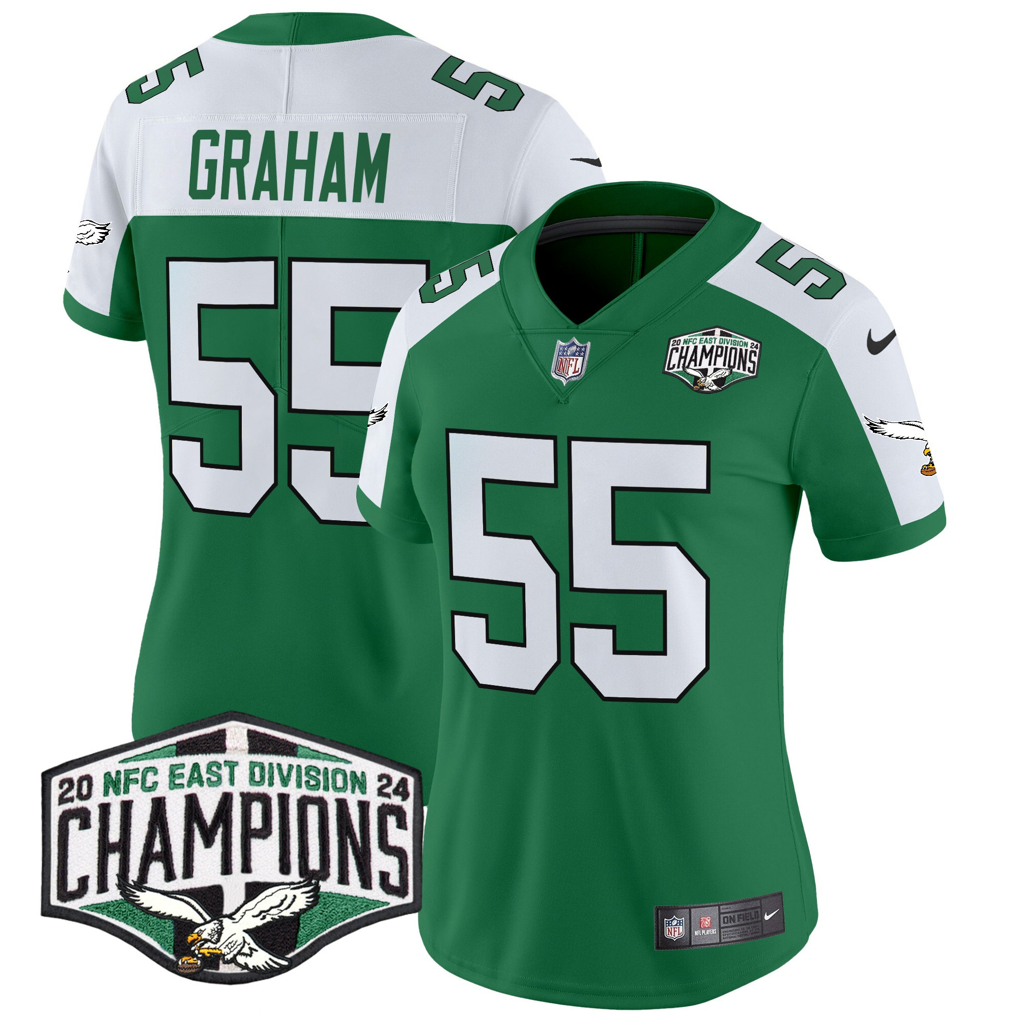 Women's Brandon Graham Philadelphia Eagles Kelly Green 2024 NFC East Division Champions Vapor Limited Kelly Alternate Jersey - All Stitched