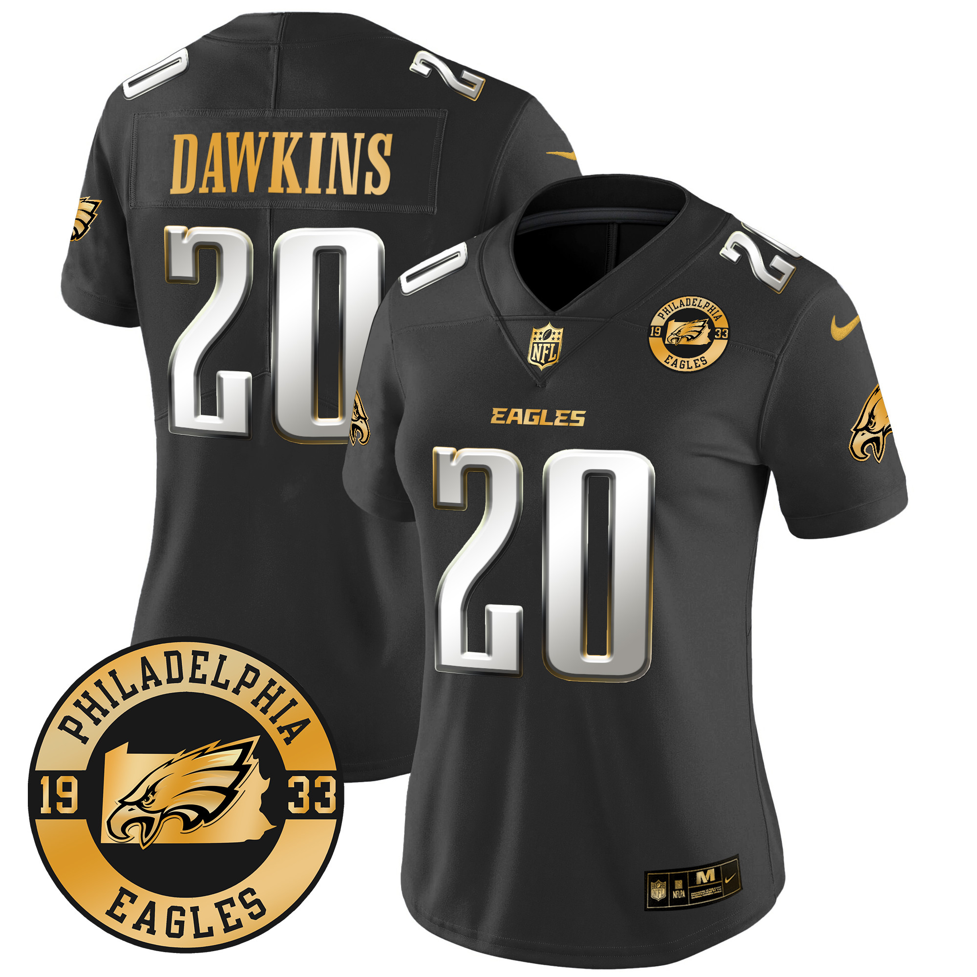 Women's Brian Dawkins Philadelphia Eagles 2024 Gold Vapor Limited Black Limited Jersey - All Stitched