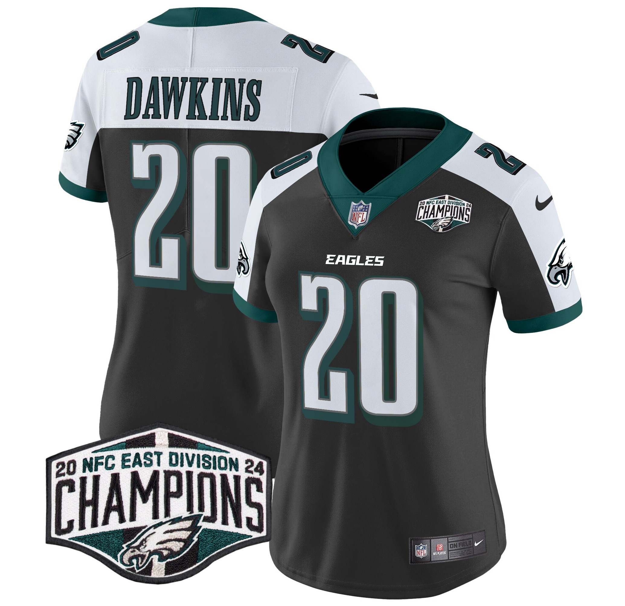Women's Brian Dawkins Philadelphia Eagles 2024 NFC East Division Champions Vapor Limited Black Alternate Jersey - All Stitched