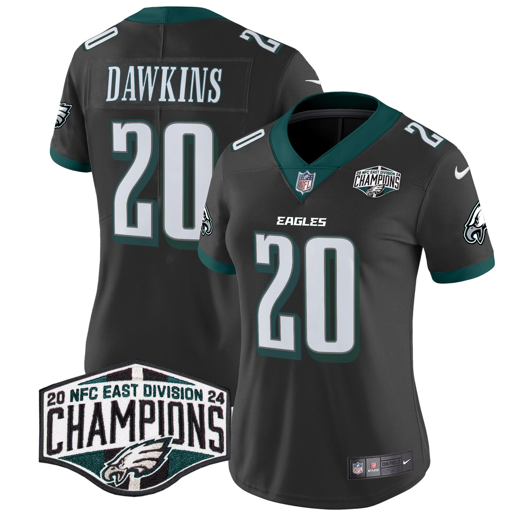 Women's Brian Dawkins Philadelphia Eagles 2024 NFC East Division Champions Vapor Limited Black Jersey - All Stitched