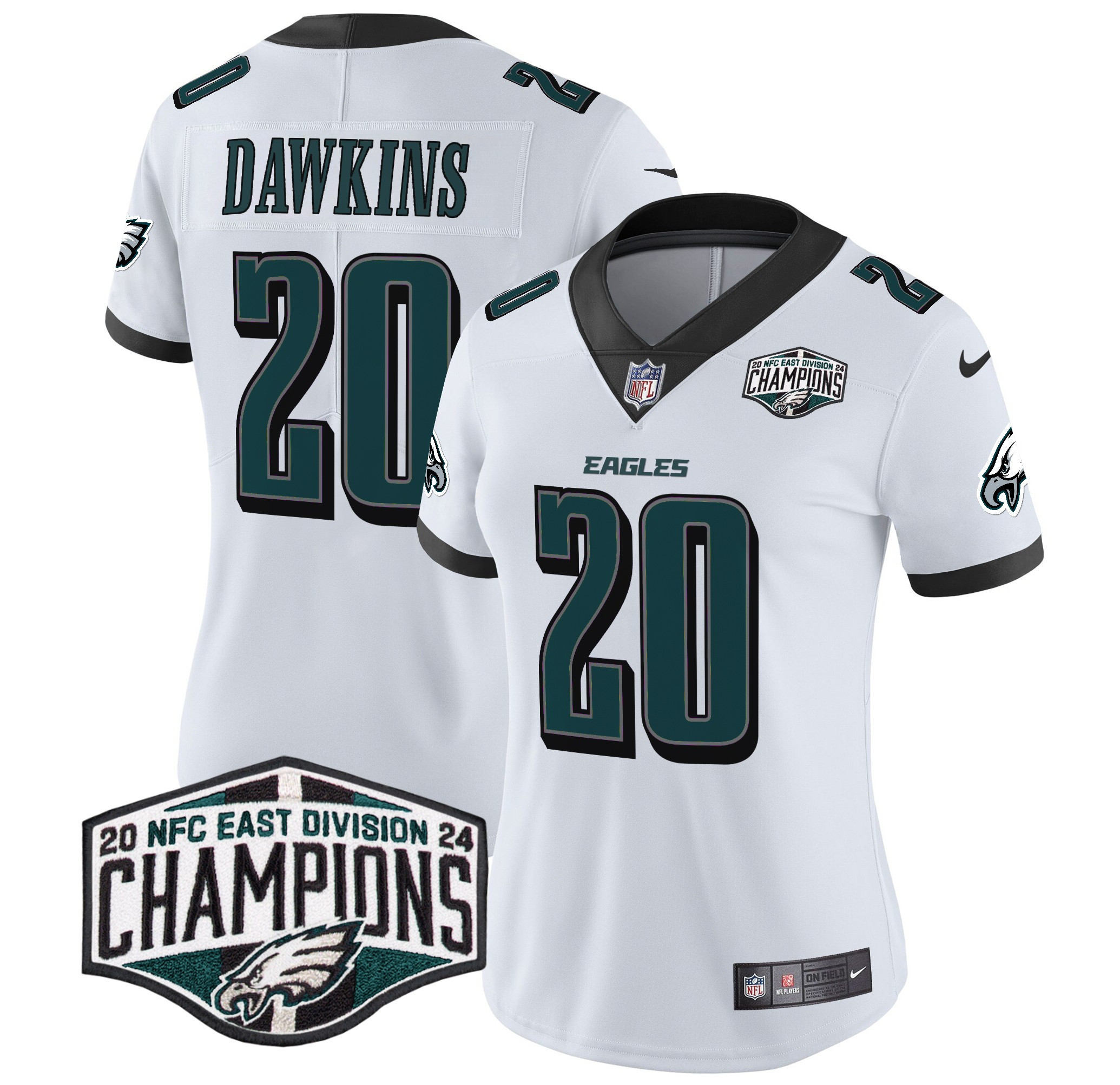 Women's Brian Dawkins Philadelphia Eagles 2024 NFC East Division Champions Vapor Limited White Jersey - All Stitched