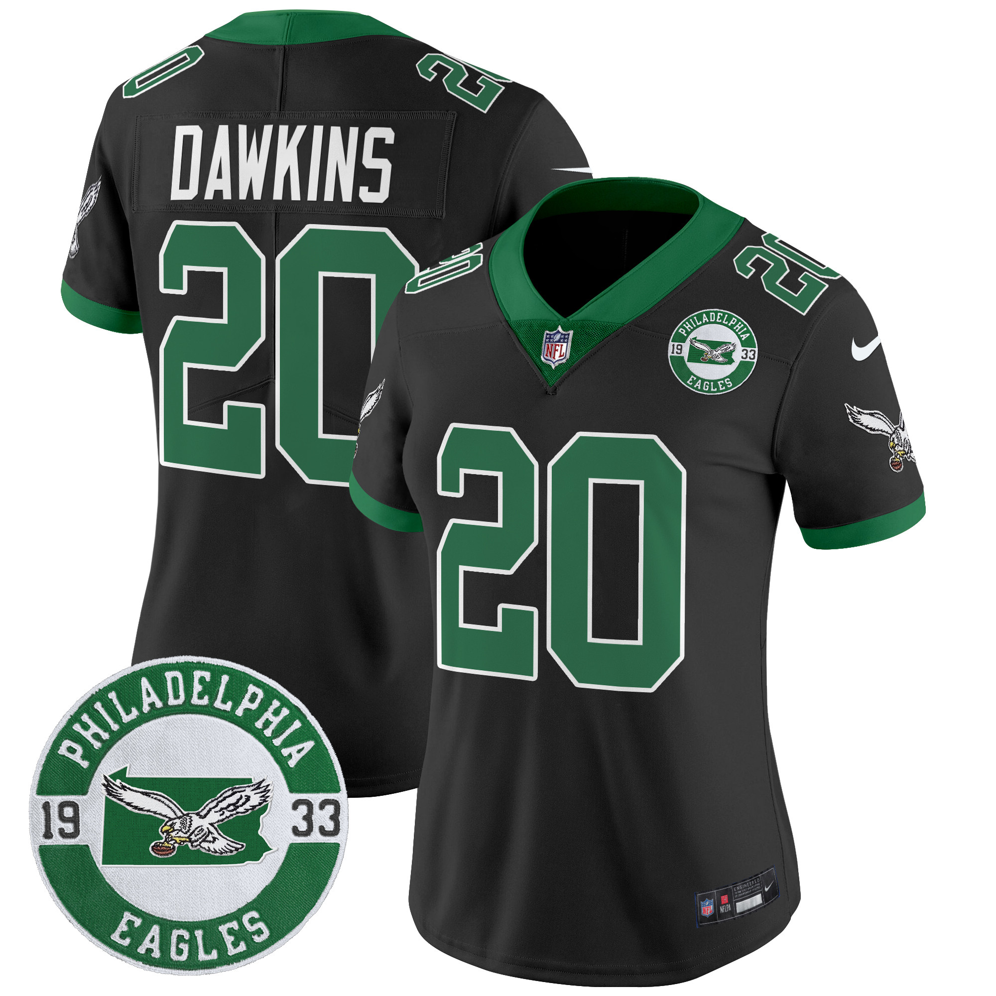 Women's Brian Dawkins Philadelphia Eagles 2024 Throwback Vapor Limited Black Jersey - All Stitched