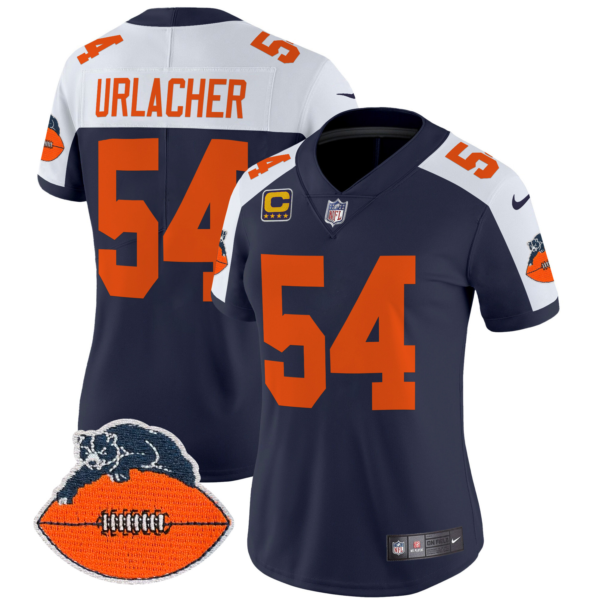 Women's Brian Urlacher Chicago Bears Throwback Vapor Limited Navy Alternate Jersey - All Stitched