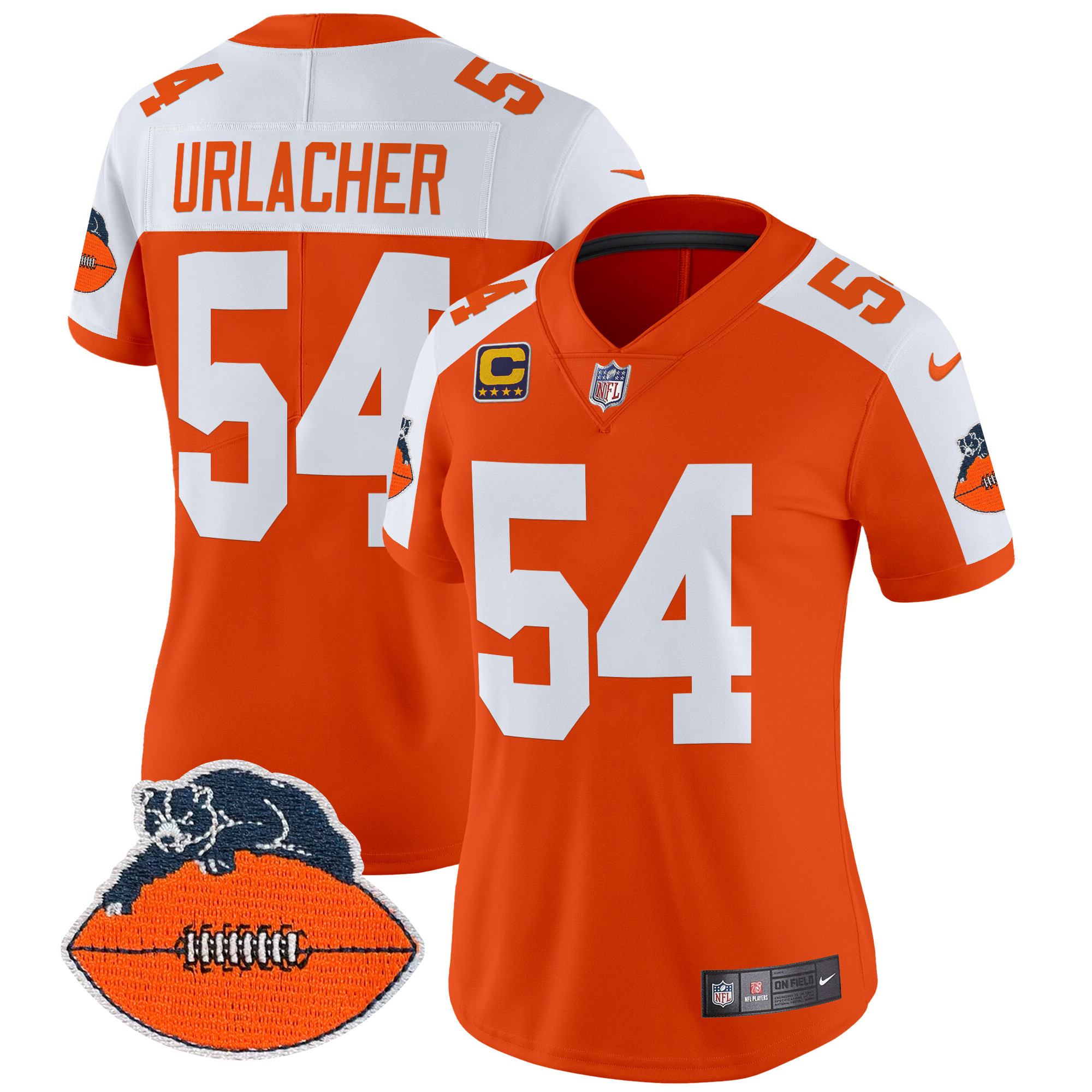 Women's Brian Urlacher Chicago Bears Throwback Vapor Limited Orange Alternate Jersey - All Stitched