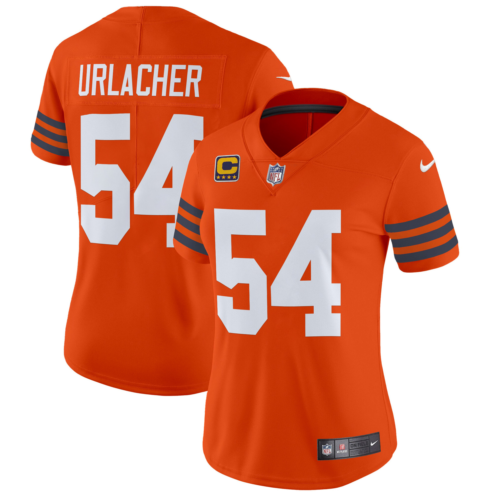 Women's Brian Urlacher Chicago Bears Throwback Vapor Limited Orange Jersey - All Stitched
