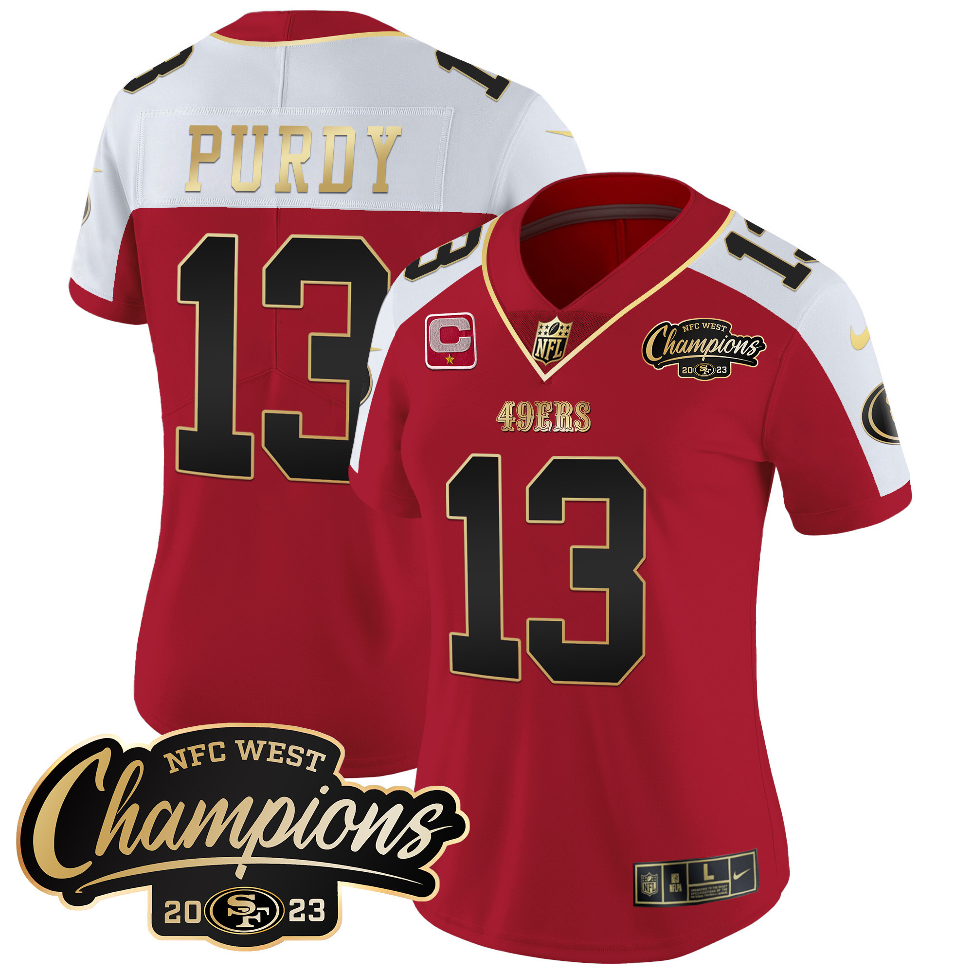 Women's Brock Purdy San Francisco 49ers 2023 NFC West Champions Patch Vapor Alternate Jersey - All Stitched