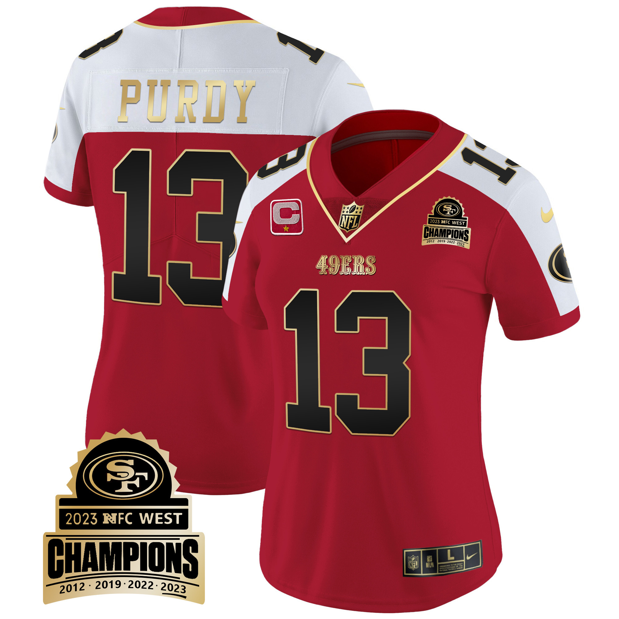 Women's Brock Purdy San Francisco 49ers 2023 NFC West Champions Patch Vapor Alternate Jersey V4 - All Stitched