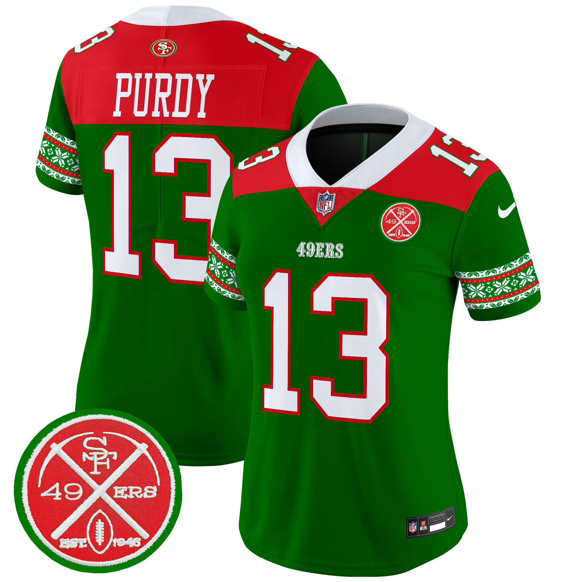 Women's Brock Purdy San Francisco 49ers 2024 Christmas Vapor Limited Green Jersey - All Stitched