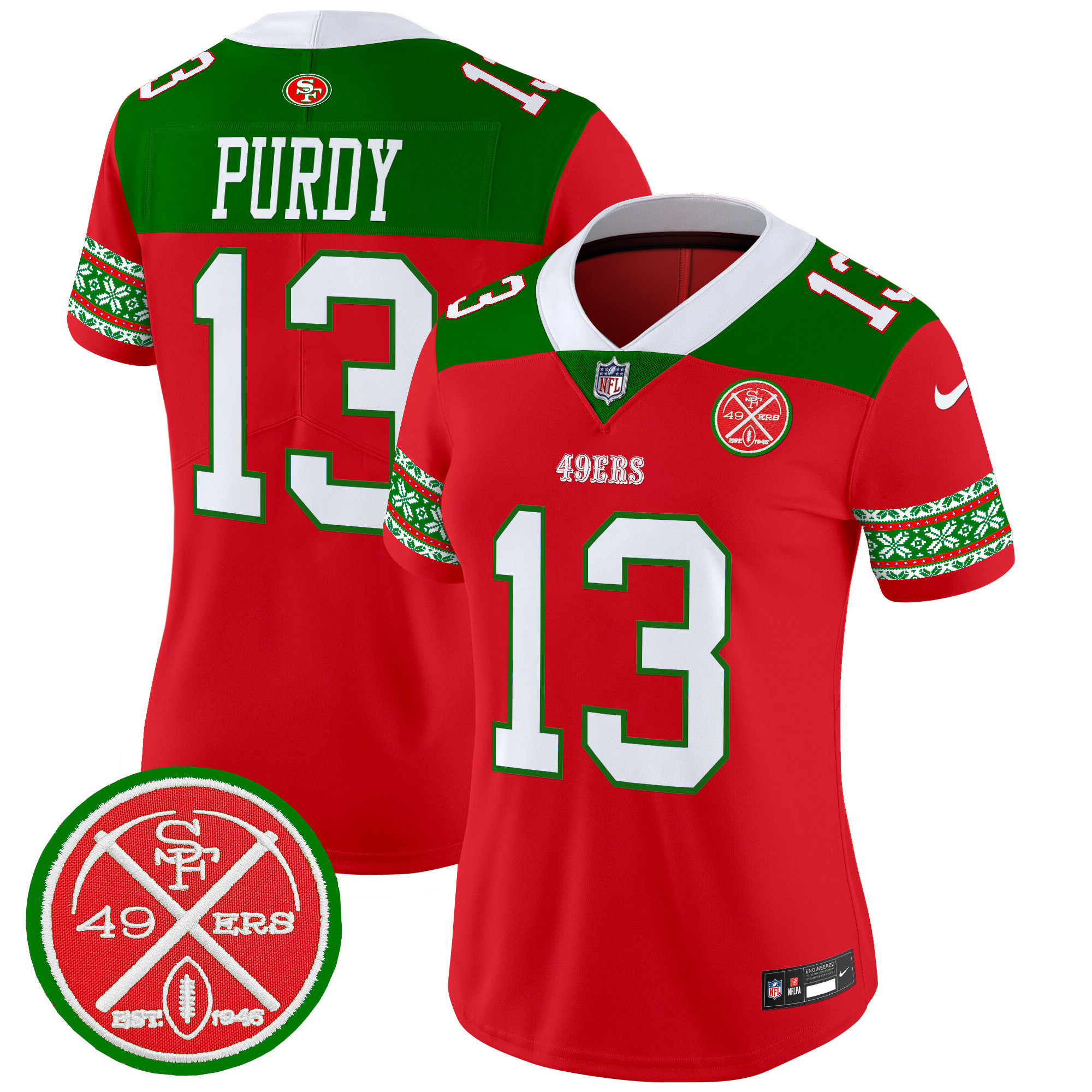 Women's Brock Purdy San Francisco 49ers 2024 Christmas Vapor Limited Red Jersey - All Stitched