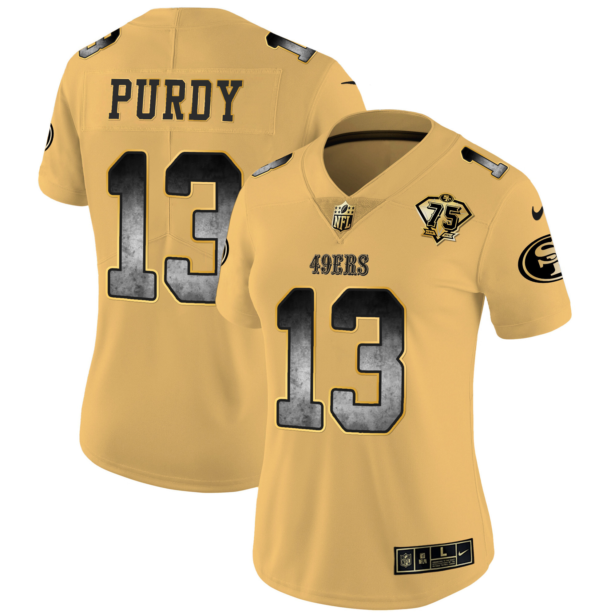 Women's Brock Purdy San Francisco 49ers Arch Smoke Vapor Gold Jersey - All Stitched