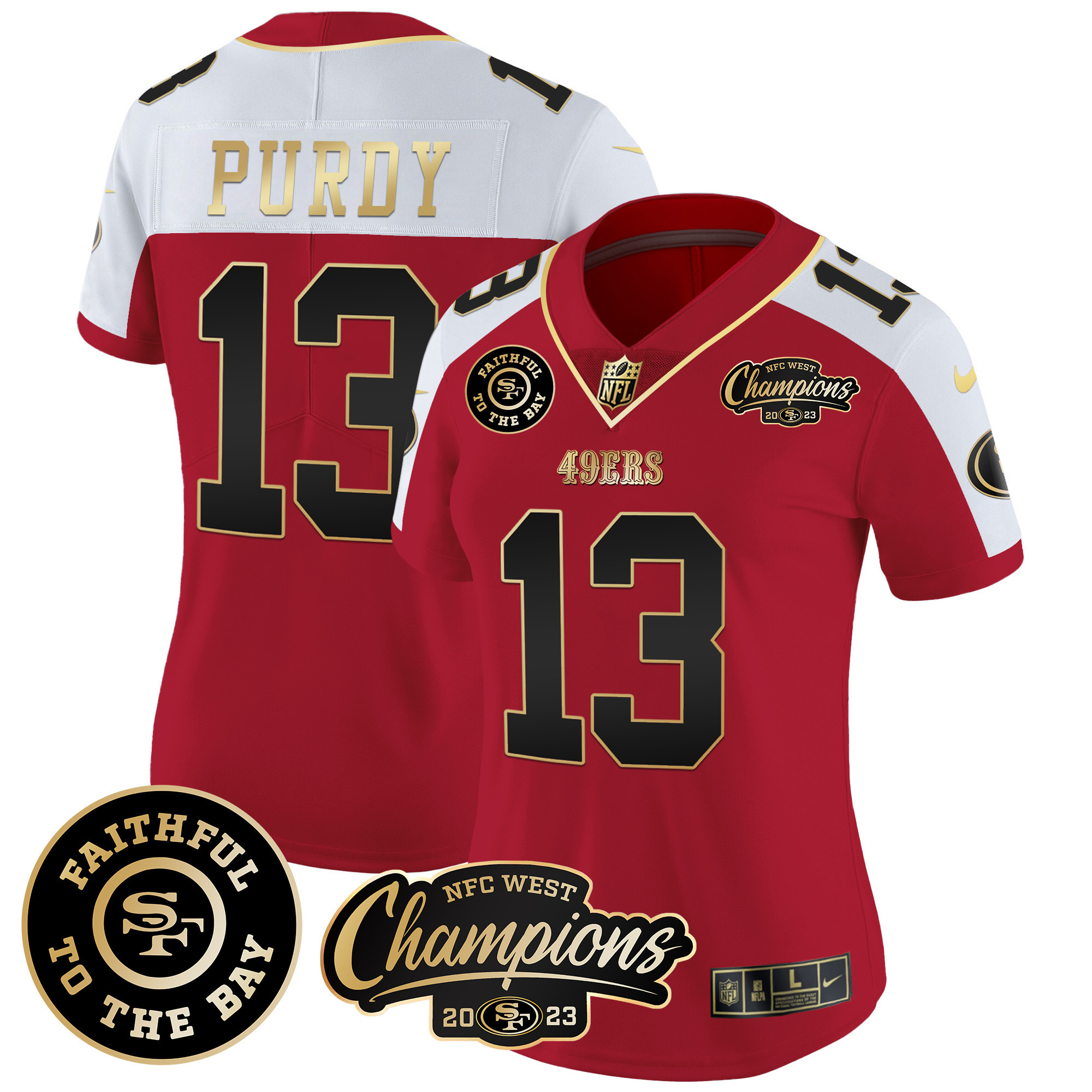 Women's Brock Purdy San Francisco 49ers Faithful & 2023 NFC West Champions Patch Vapor Alternate Jersey - All Stitched