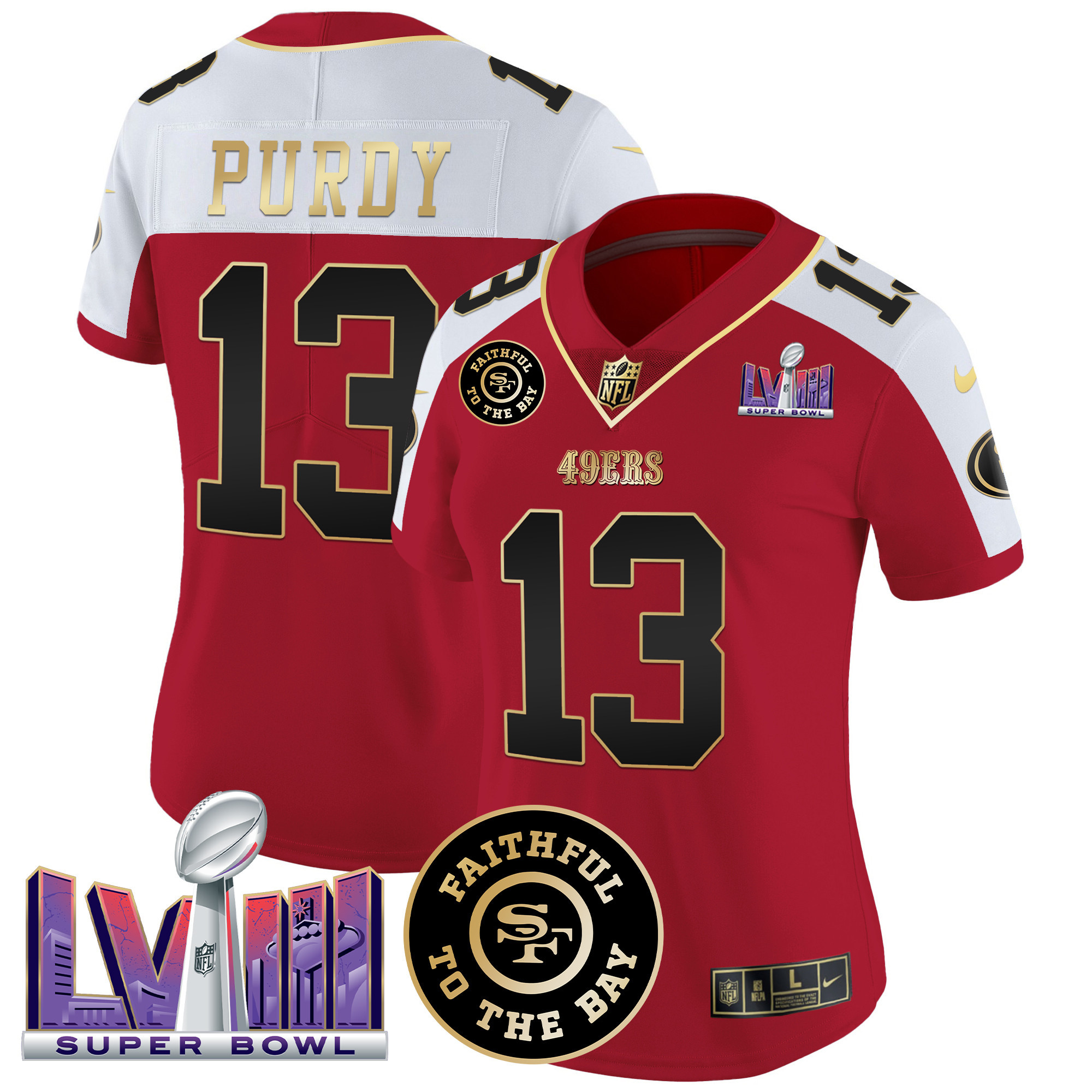 Women's Brock Purdy San Francisco 49ers Faithful & Super Bowl LVIII Patch Vapor Alternate Jersey - All Stitched